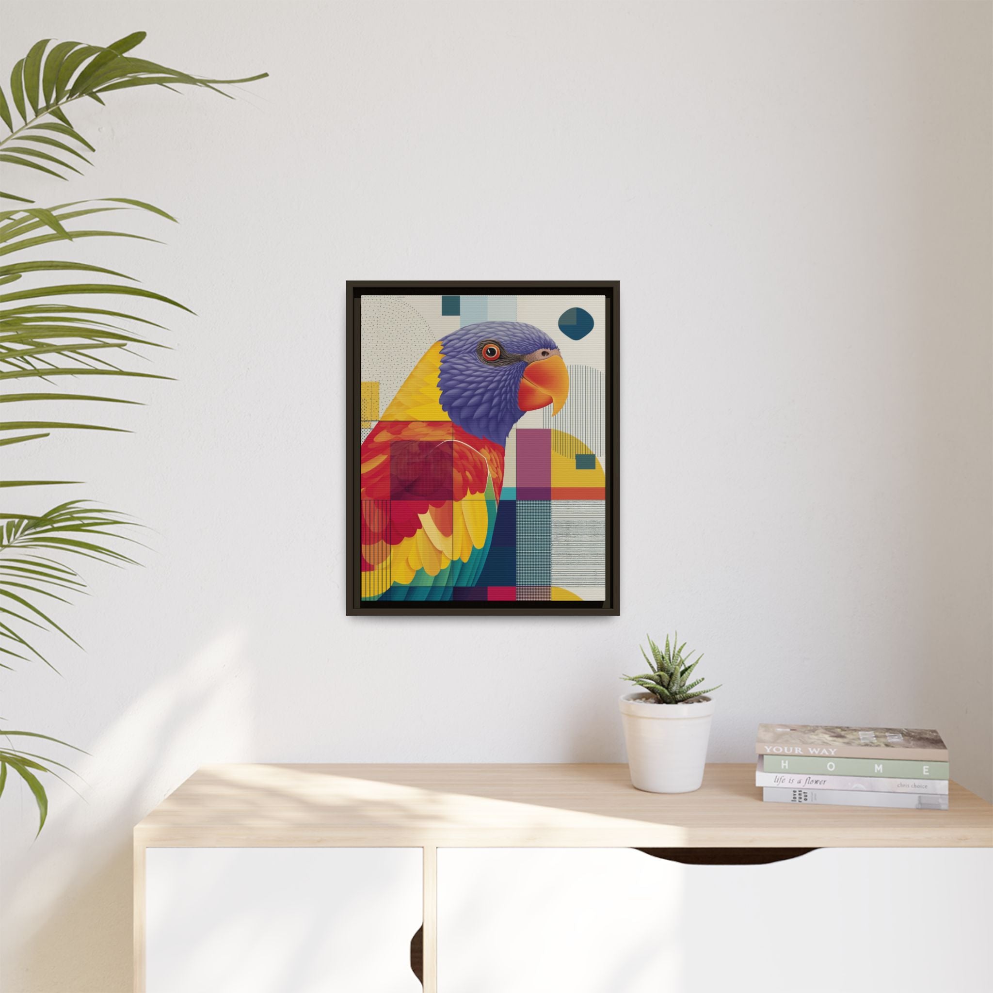 Geometric Parrot: Abstract Wildlife Art, Modern Color Block Design   |  Personalized & Custom Orders Available