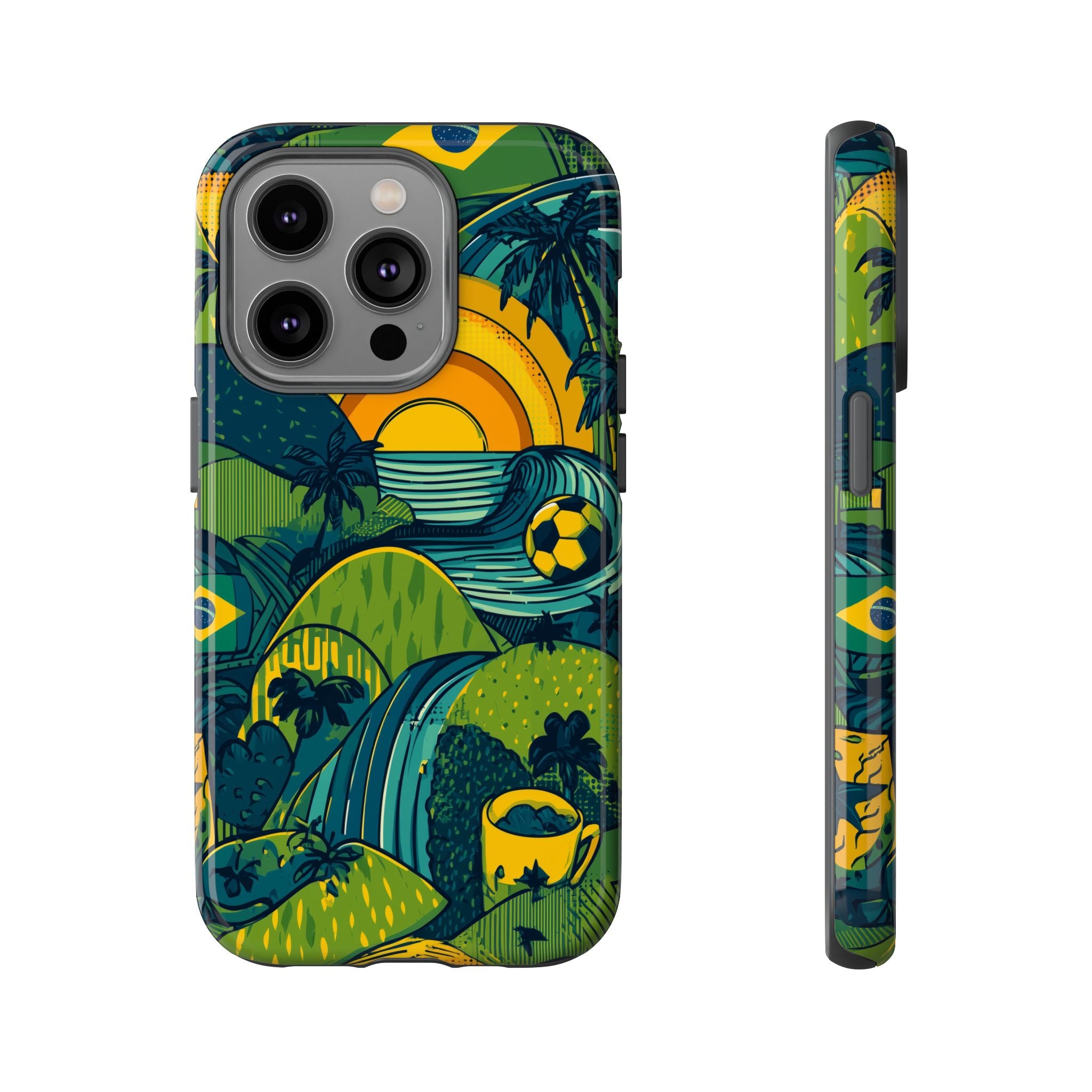 Brazil Tough Cases: Sporty Tropical Phone Case, Fun Beach Vibe Phone Accessory, Summer Travel Gift, Colorful Phone Cover, Casual Style Tech