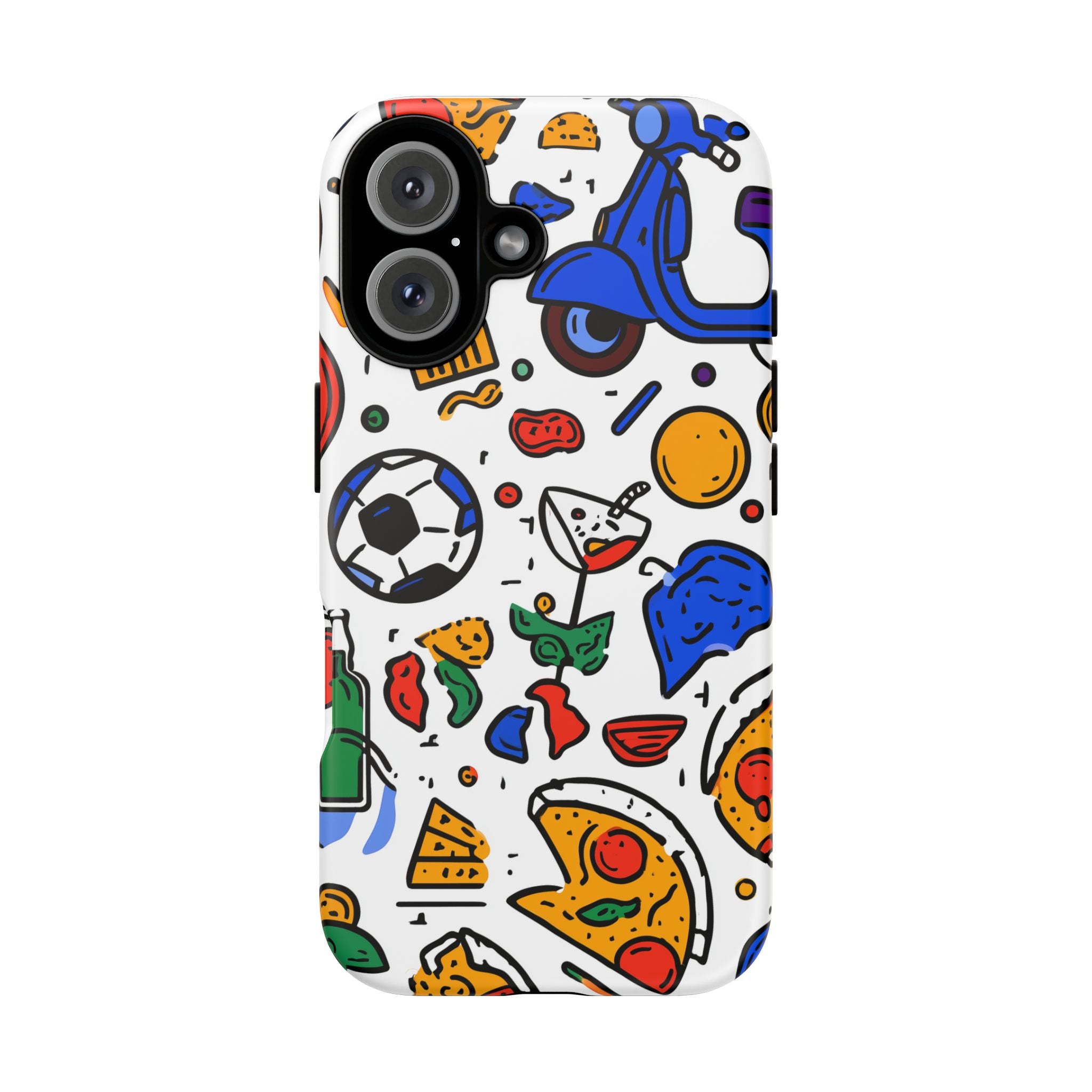 Italy Italian Vespa Colorful iPhone Case, Funky Phone Cover, Unique Cell Phone Accessory, Fun Design for Kids and Teens, Gift for Holidays