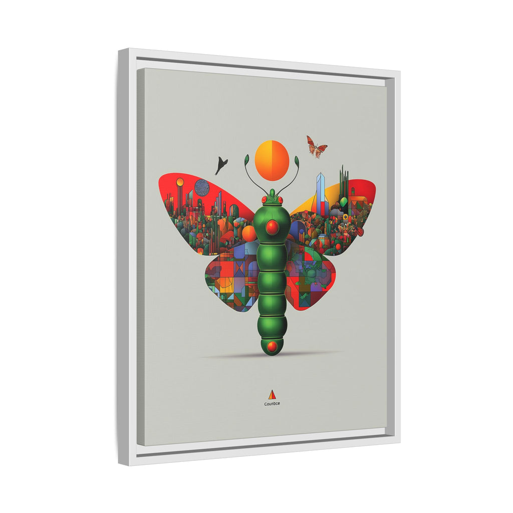 Urban Metamorphosis Framed Print: Geometric Cityscape Butterfly, Digital Surrealism Collage   |  Custom Orders Available