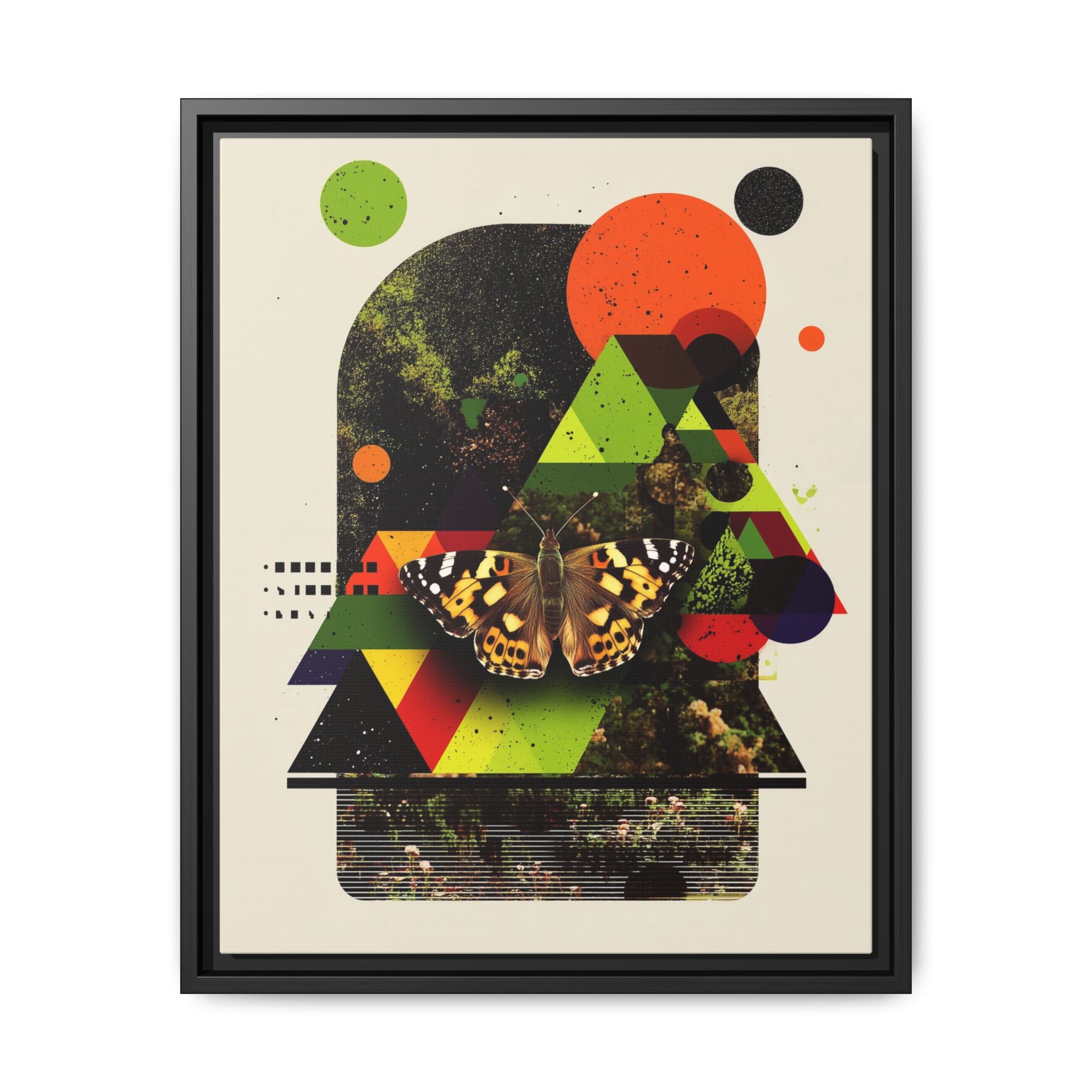 Metamorphic Geometries Framed Print: Digital Nature Collage, Butterfly Abstract Design   |   Custom Orders Available