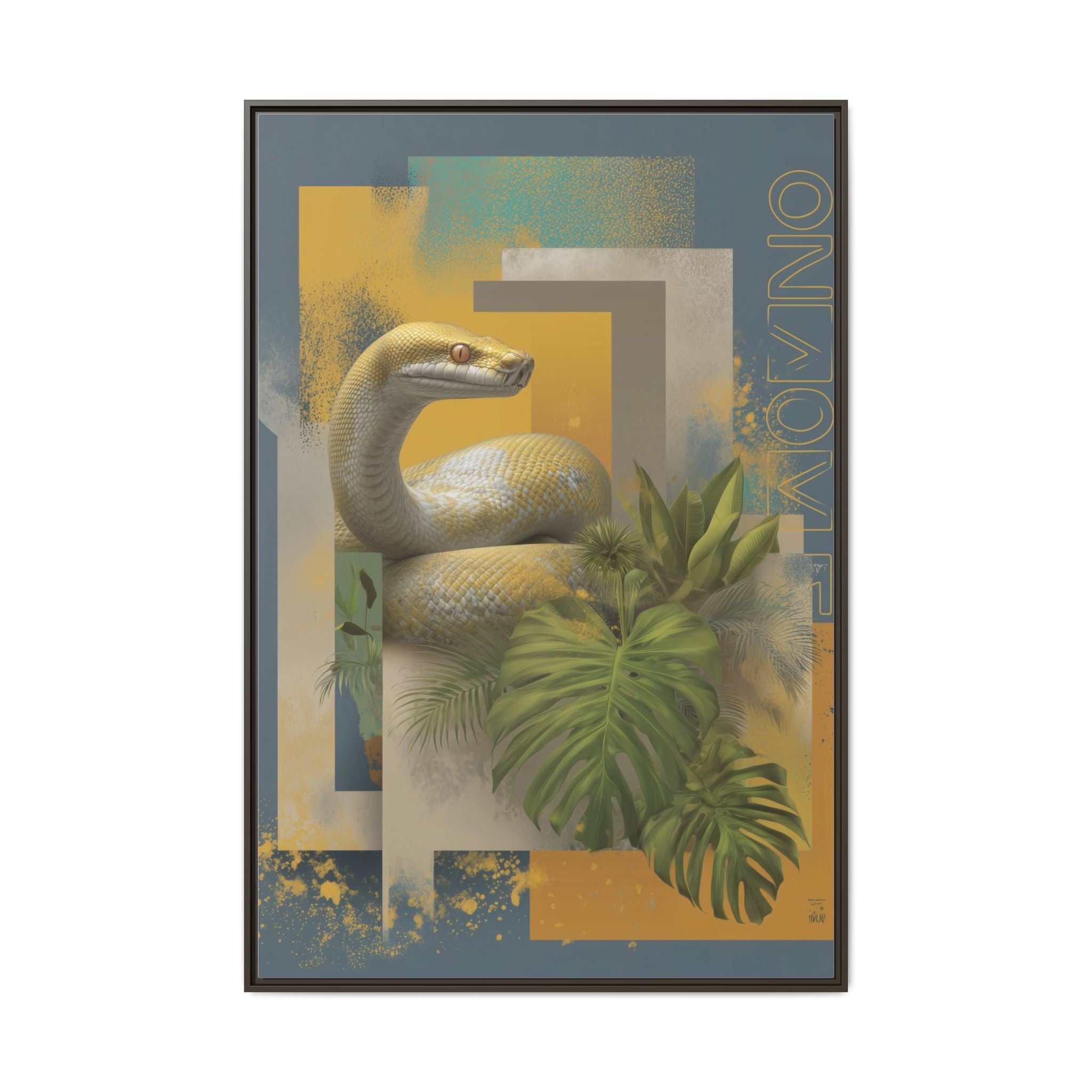 Serpent in Geometry: Tropical Albino Snake Portrait, Modern Botanical Illustration   |    Custom Orders Available