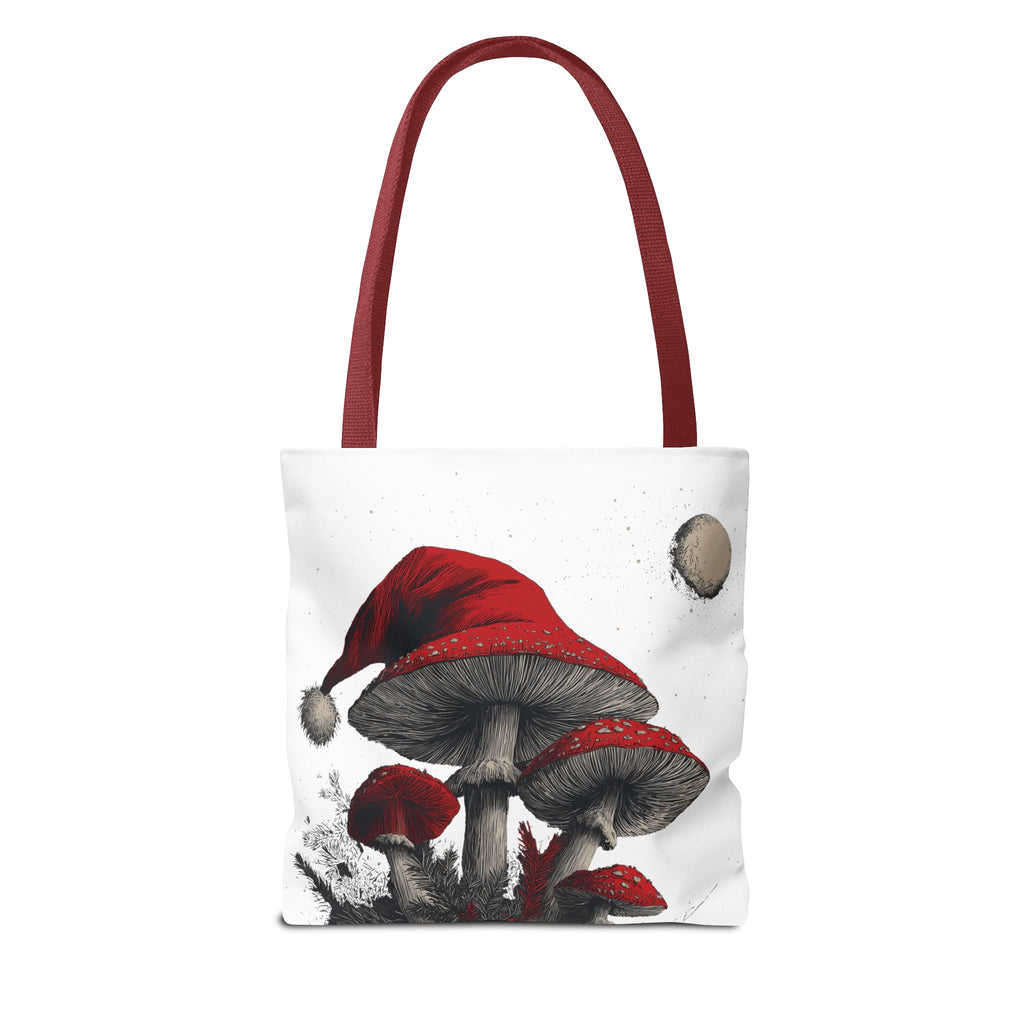 Whimsical Mushroom Christmas Tote Bag, Holiday Gift Bag, Eco-Friendly Shopping Tote, Fun Seasonal Accessory, Mushroom Art