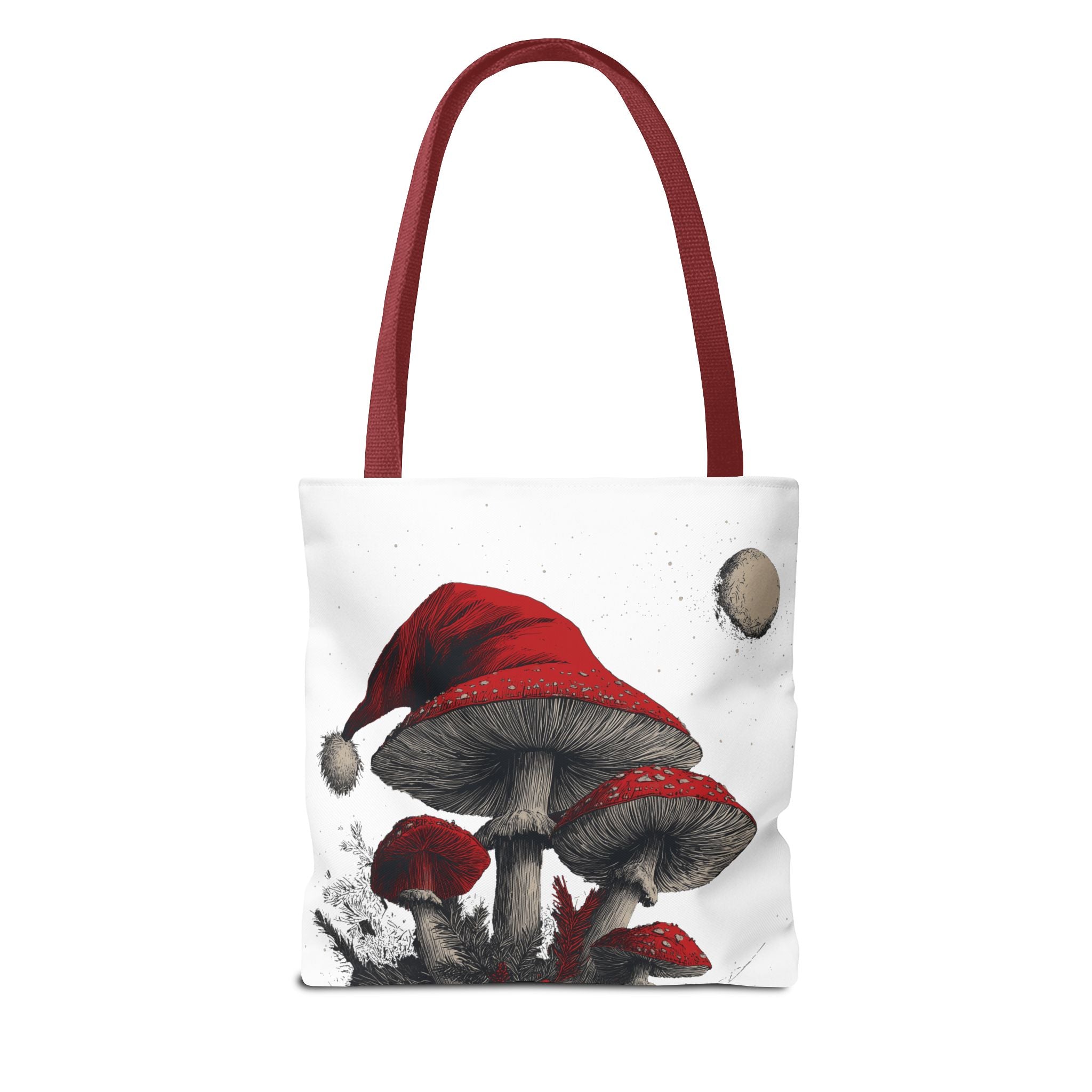 Whimsical Mushroom Christmas Tote Bag, Holiday Gift Bag, Eco-Friendly Shopping Tote, Fun Seasonal Accessory, Mushroom Art