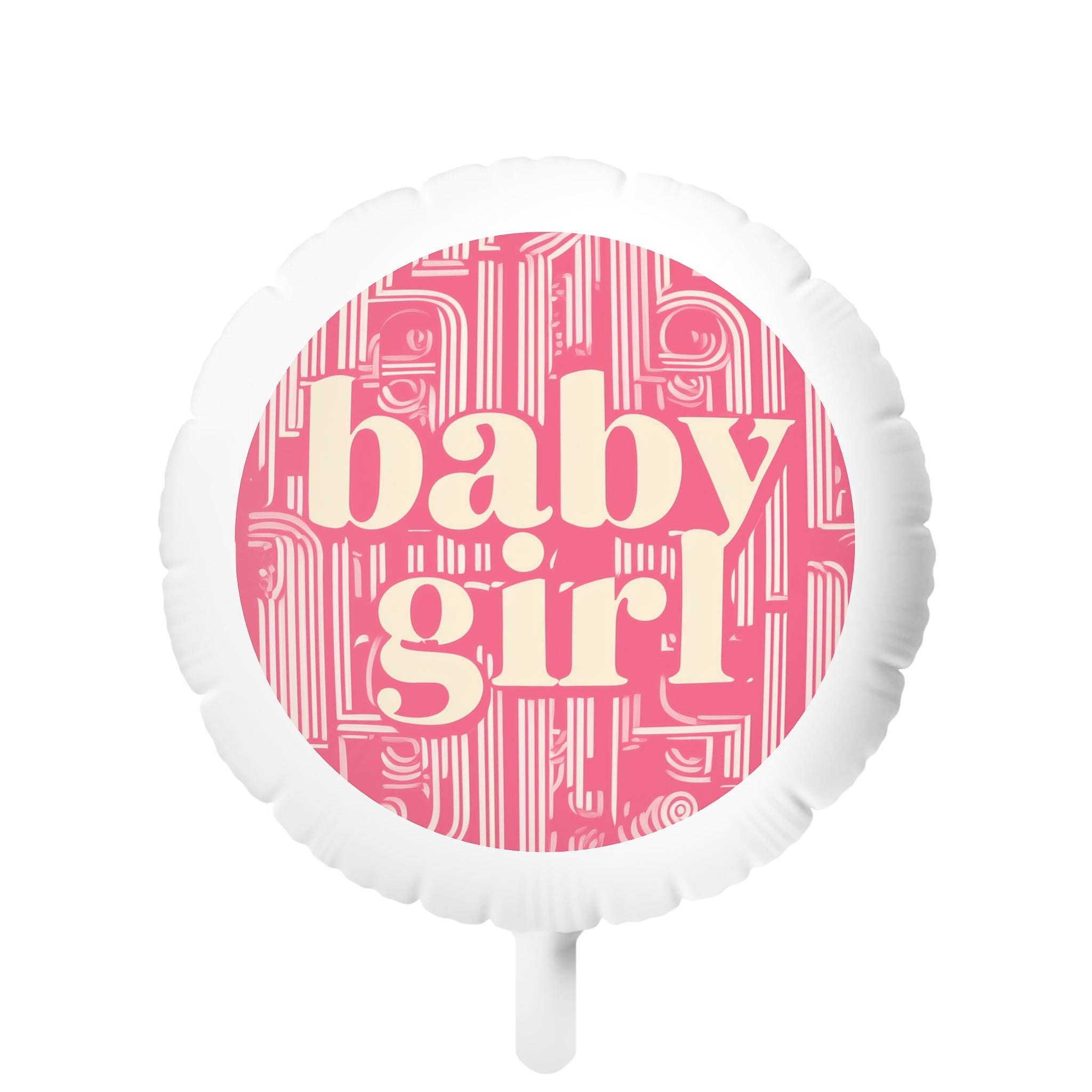 Baby Girl Mylar Helium Balloon — Pink Retro Typography Baby Shower Decor