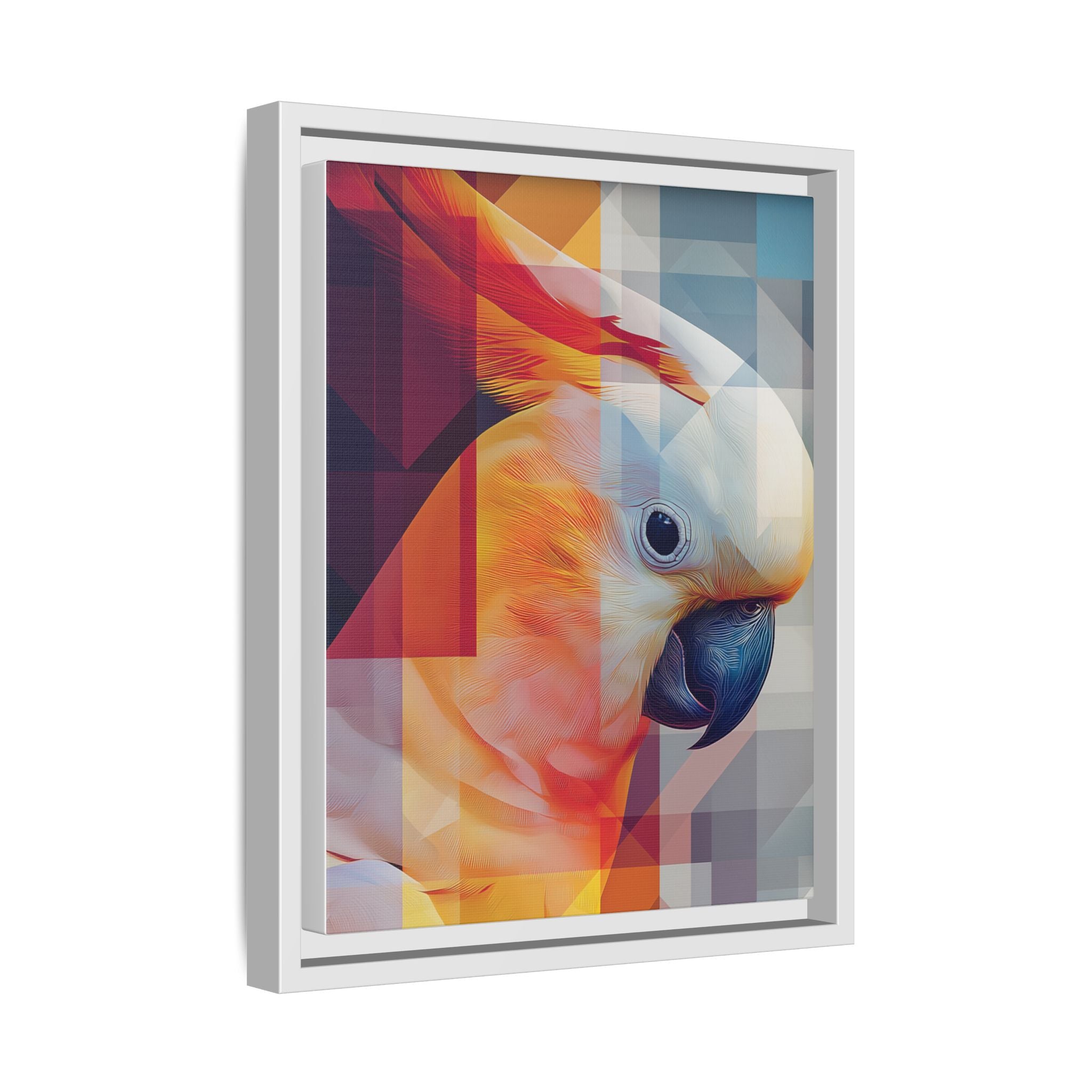 Prismatic Cockatoo Framed Print: Geometric Portrait, Digital Mosaic Artwork   |  Personalized & Custom Orders Available