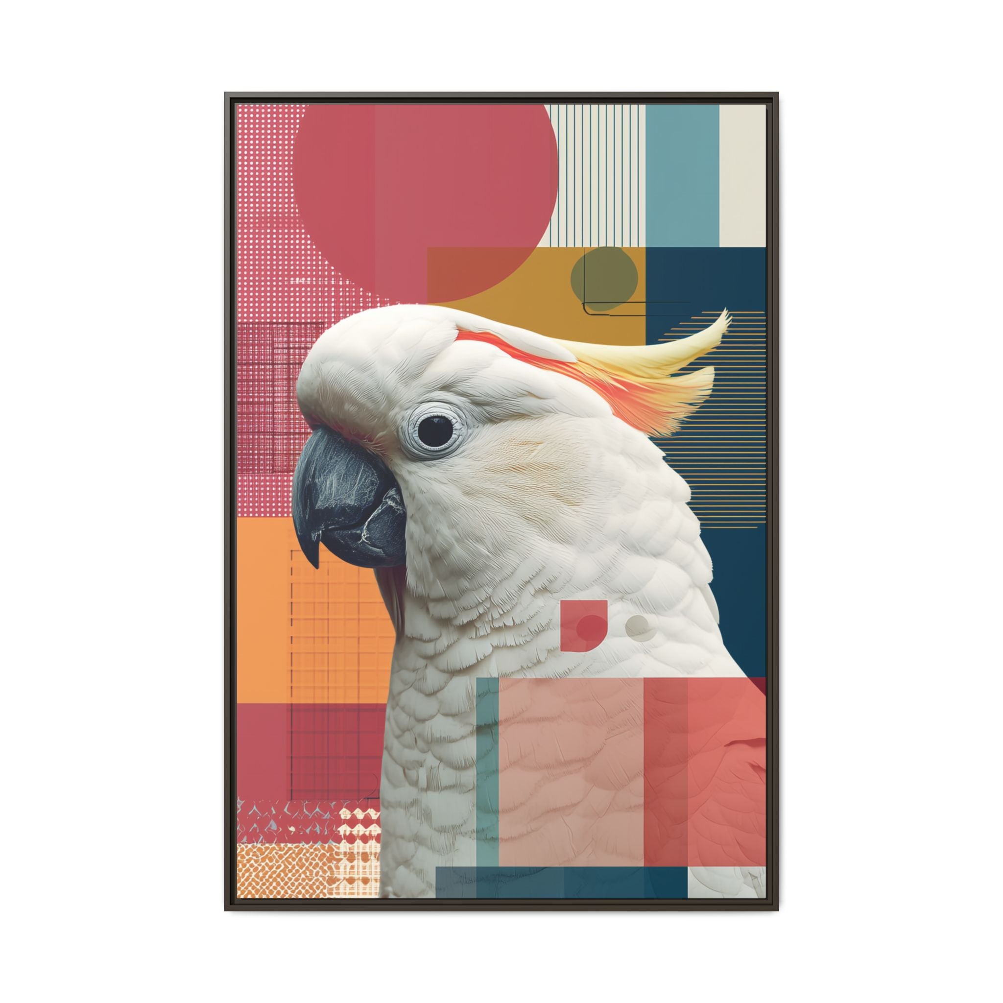 Framed Print, Cockatoo Abstract Geometric Wall Art, Matte Canvas, Colorful Bird Poster, Modern Home Decor, Tropical Animal Painting, Unique