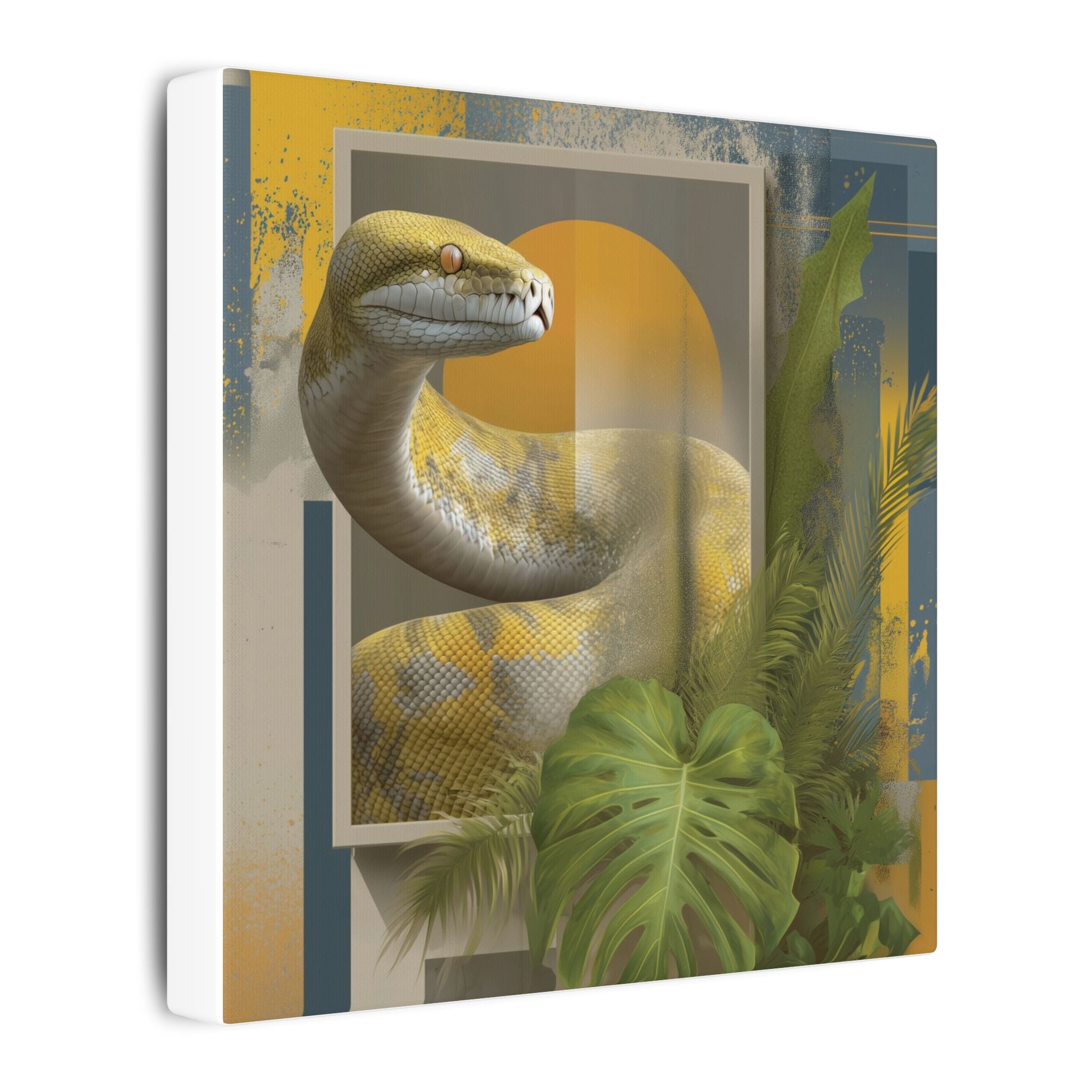 Serpent's Geometric Symphony: Tropical Python Illustration, Modern Graphic Design   |    Custom Orders Available