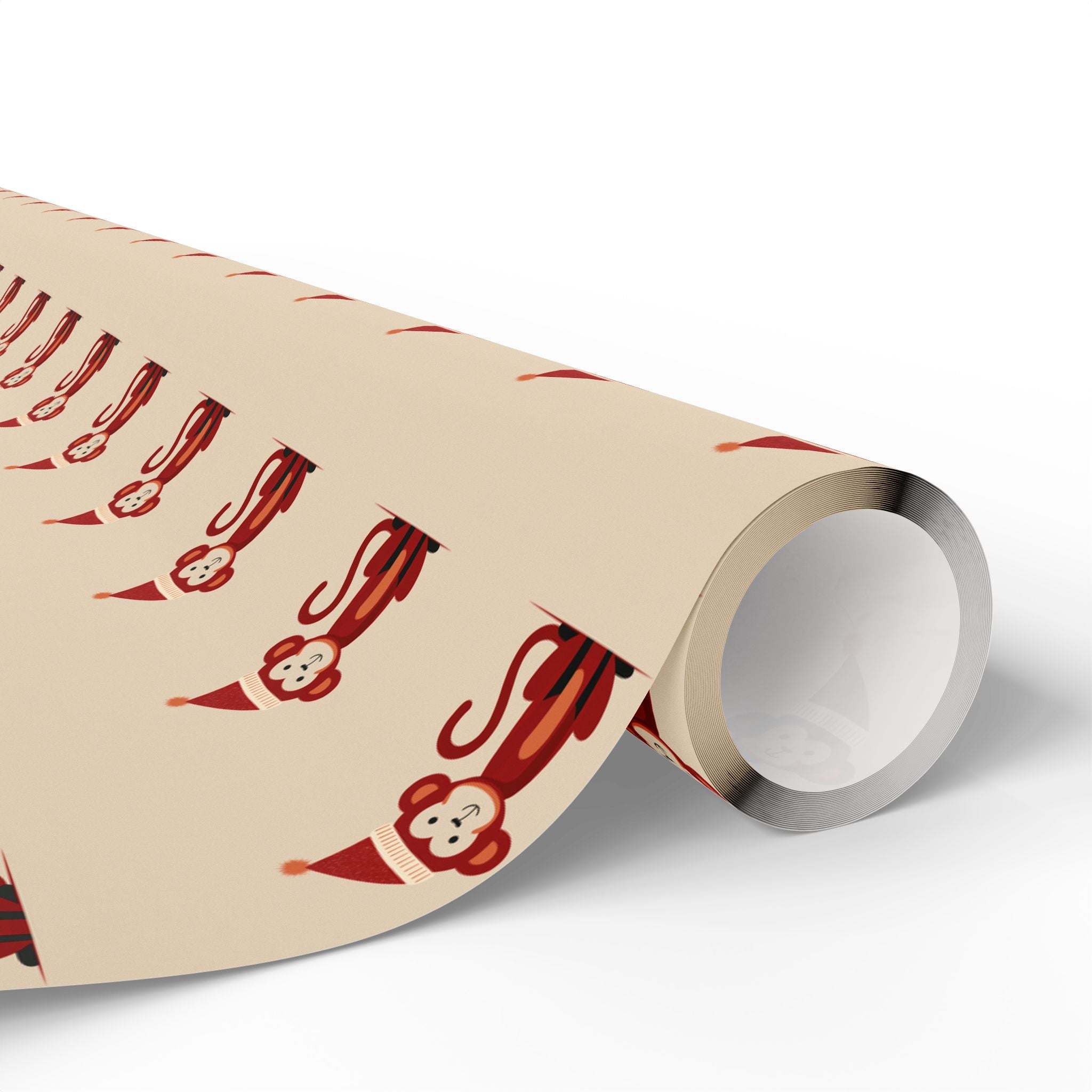 Cute Monkey Festive Wrapping Paper - Cute Holiday Designs with Monkeys and Santa, Gift Wrapping, Christmas, Birthday, Baby Shower, Jungle