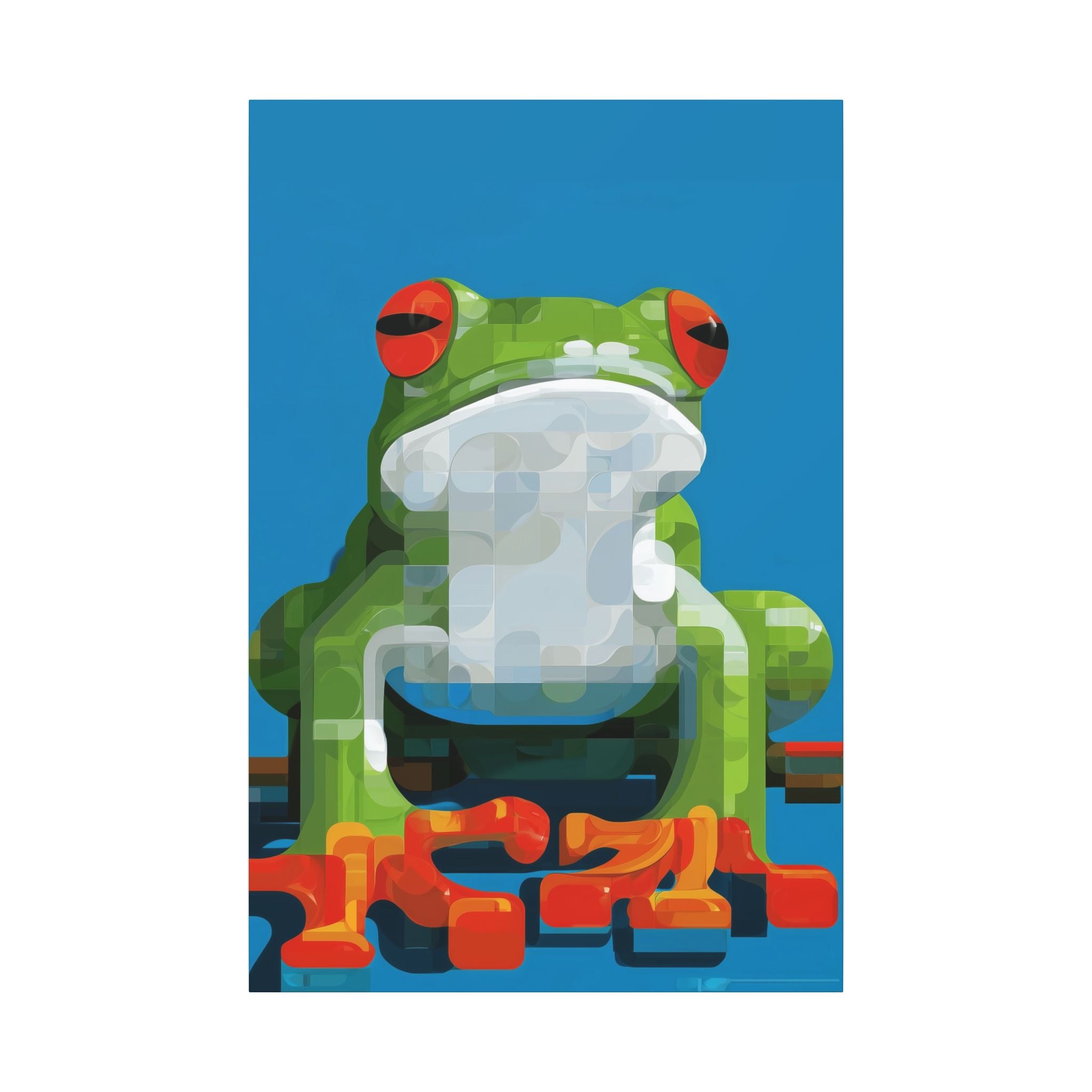 Pixelated Amphibian: Geometric Frog Design, Digital Mosaic Art   |    Custom Orders Available