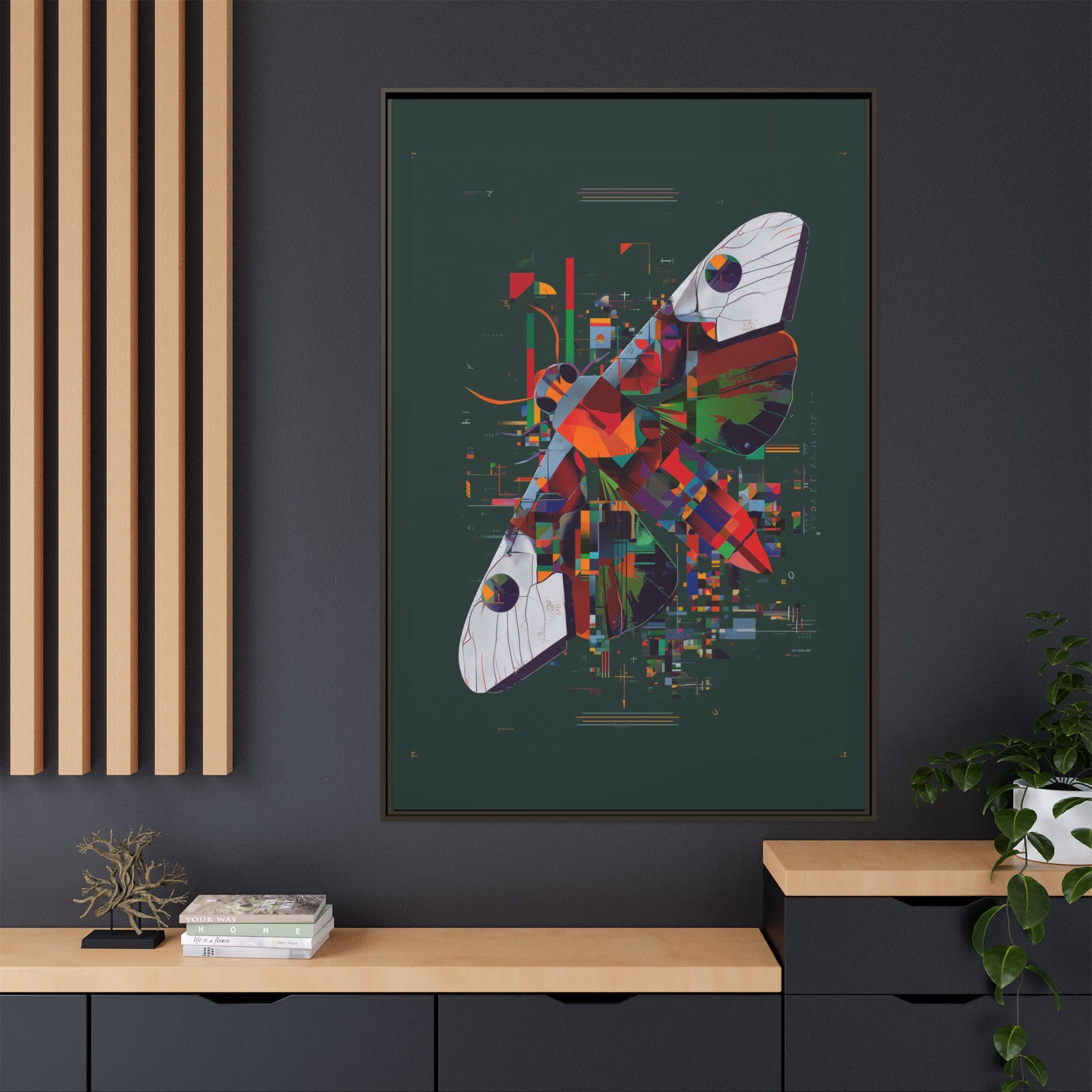 Digital Metamorphosis Framed Print: Geometric Butterfly Abstrac, Cubist Technological   |  Personalized & Custom Orders Available