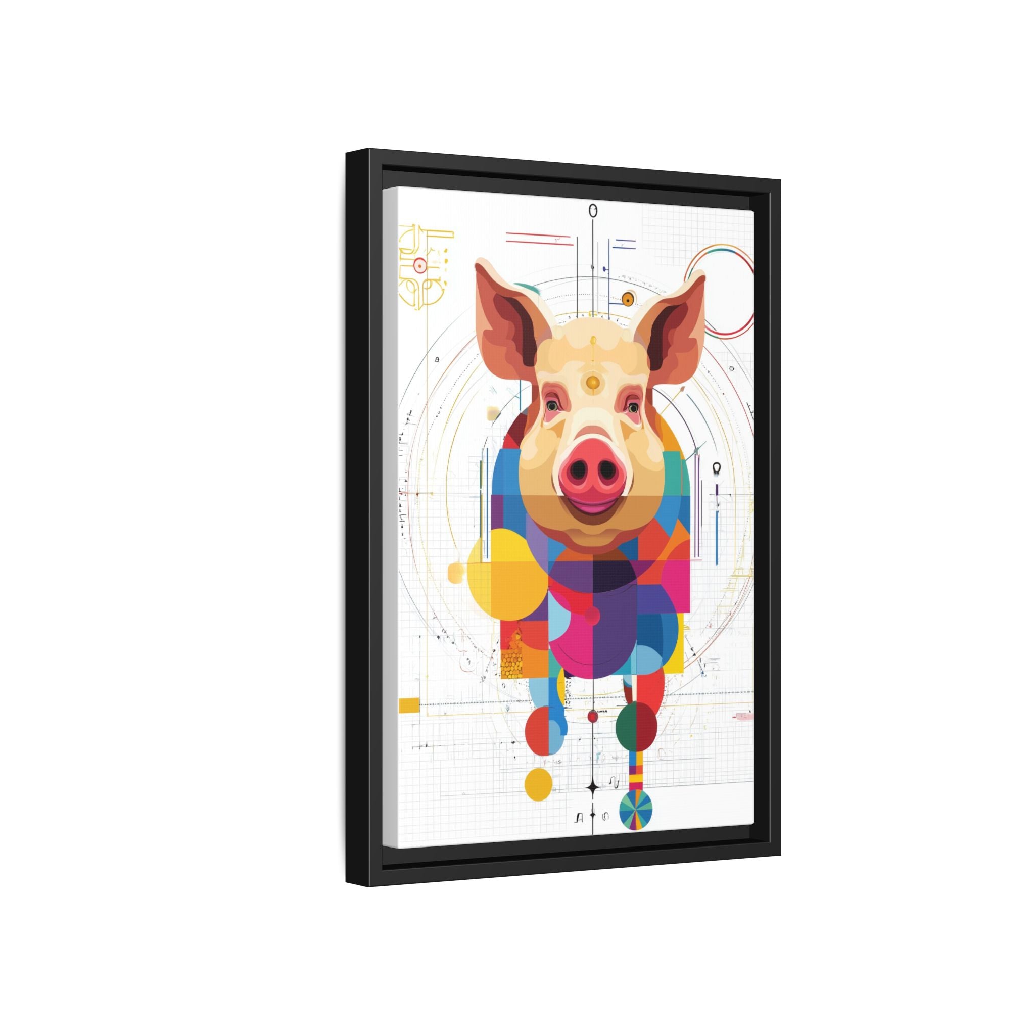 Geometric Pig: Digital Cubist Portrait, Mathematical Animal Abstraction   |    Custom Orders Available
