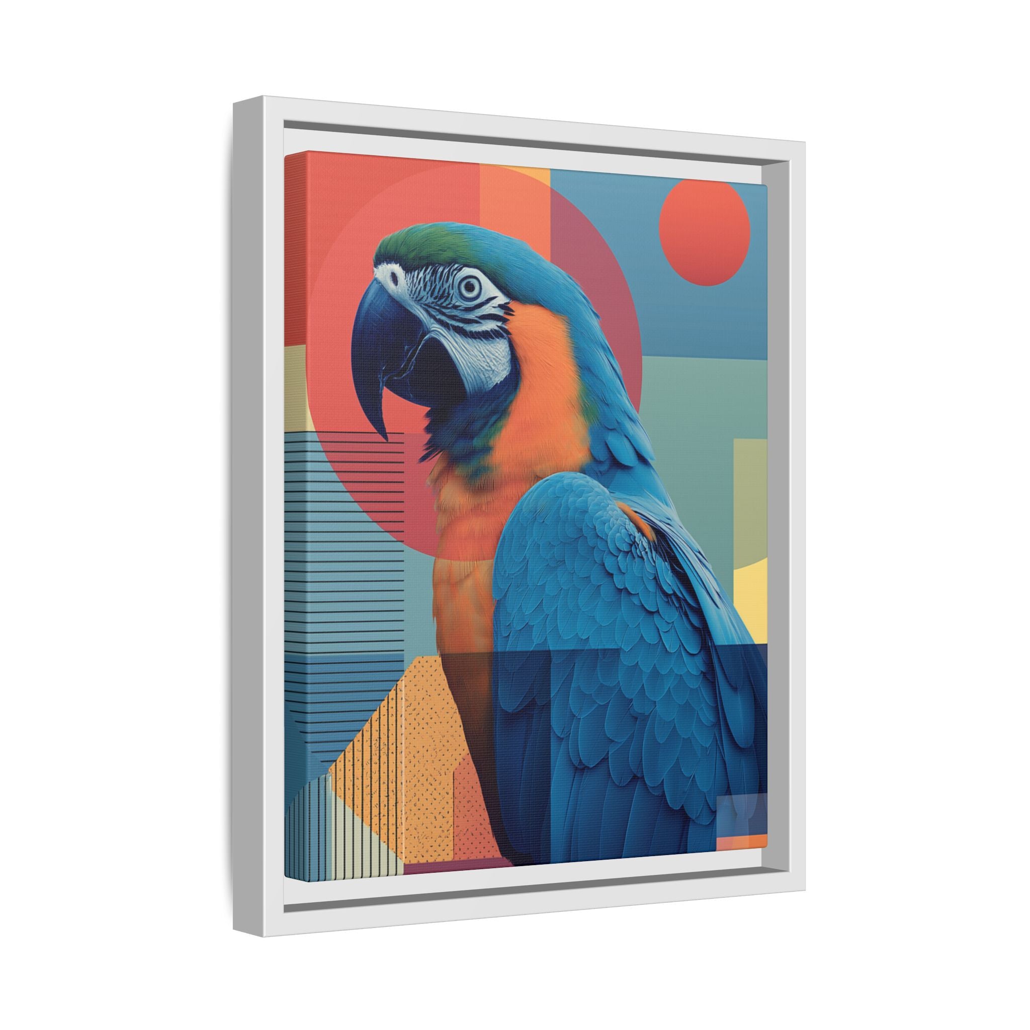 Macaw Geometric Framed Print : Mid-Century Modern Bird Art, Tropical Parrot Print   |  Personalized & Custom Orders Available