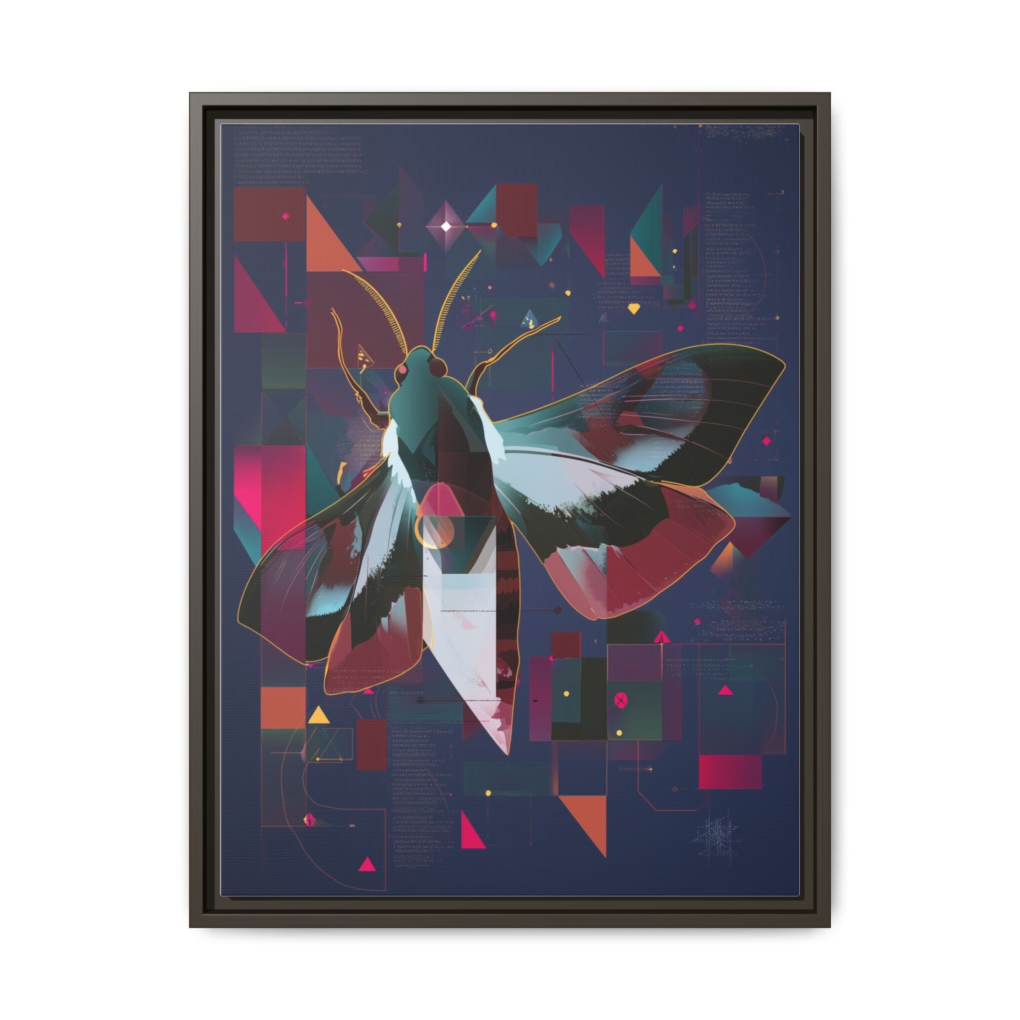 Metamorphic Circuits Framed Print : Geometric Butterfly Fusion, Digital Abstract Techno-Art   |   Custom Orders Available