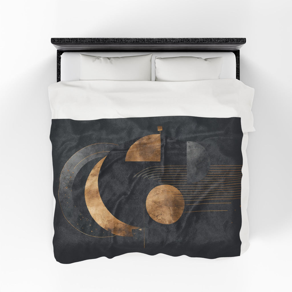 Celestial Geometry: Modern Abstract Composition, Black and Gold Minimalist Design   |    Custom Orders Available