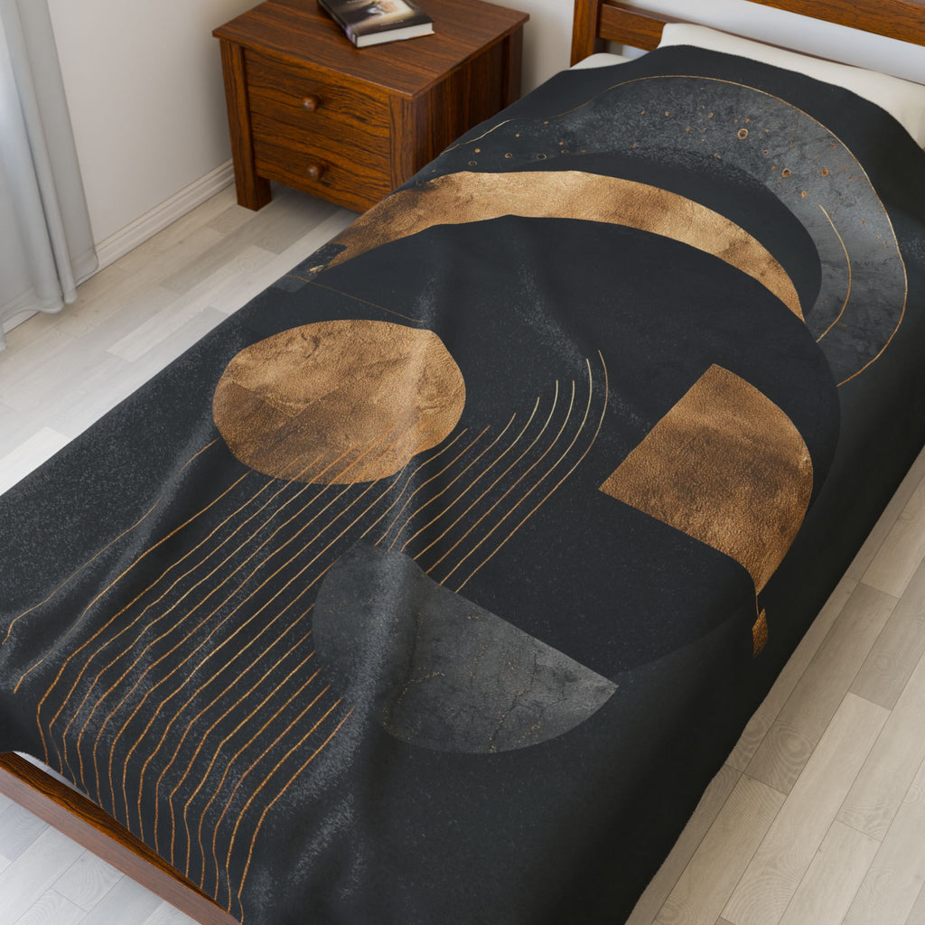 Celestial Geometry: Modern Abstract Composition, Black and Gold Minimalist Design   |    Custom Orders Available