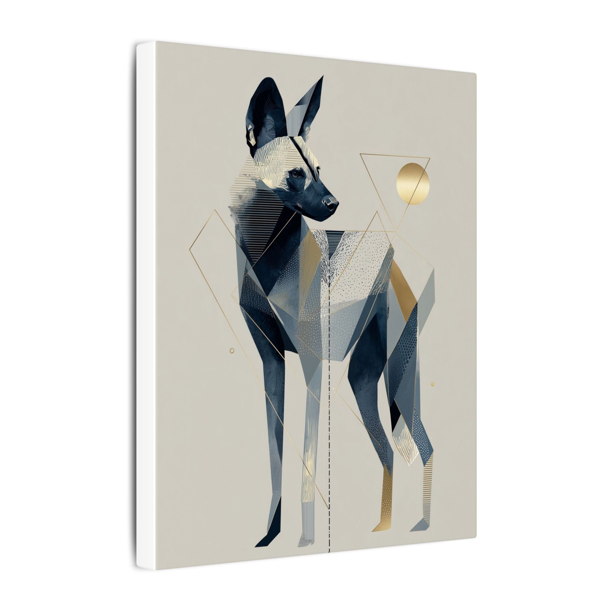 Geometric Canine: Abstract Dog Portrait, Modern Graphic Design, Metallic Blue Composition   |  Personalized & Custom Orders Available