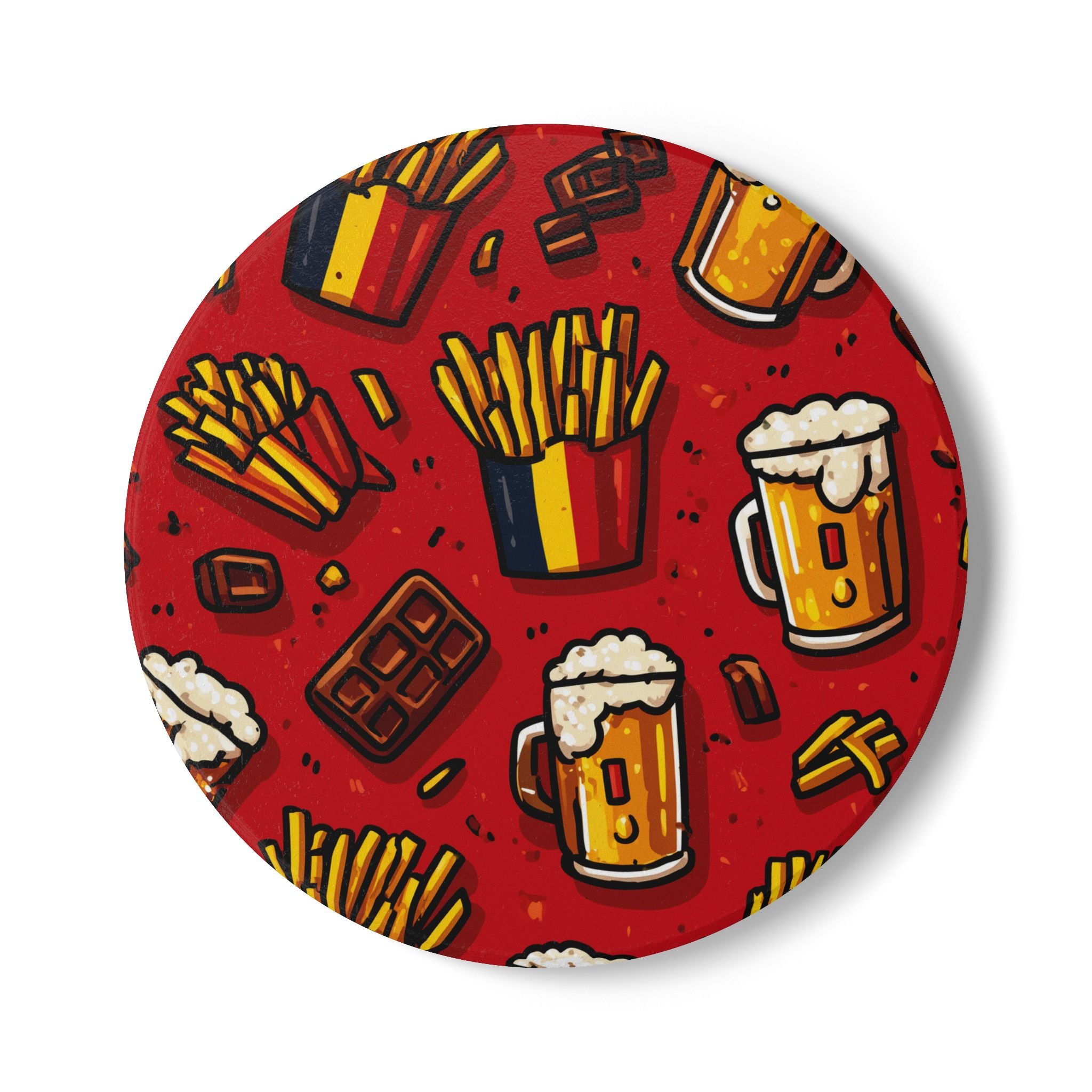 Fun Belgian Food & Drink Ceramic Coaster Set, Perfect for Parties, Home Bar Decor, Gift for Beer Lovers, Kitchen Accessory, Holiday Gift