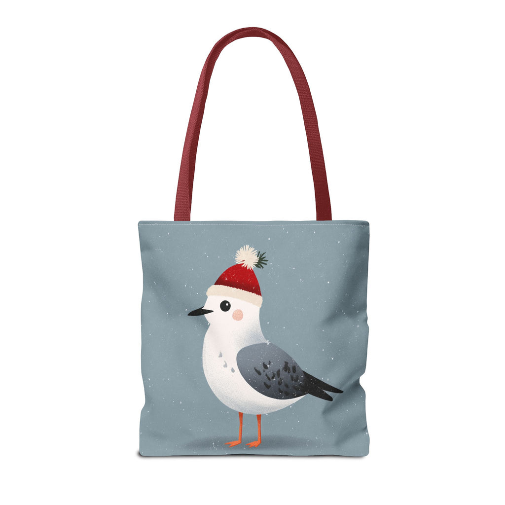 Christmas Seagull Tote Bag, Holiday Shopping Bag, Eco-Friendly Gift Bag, Cute Coastal Accessories, Winter Tote for Bird Lovers