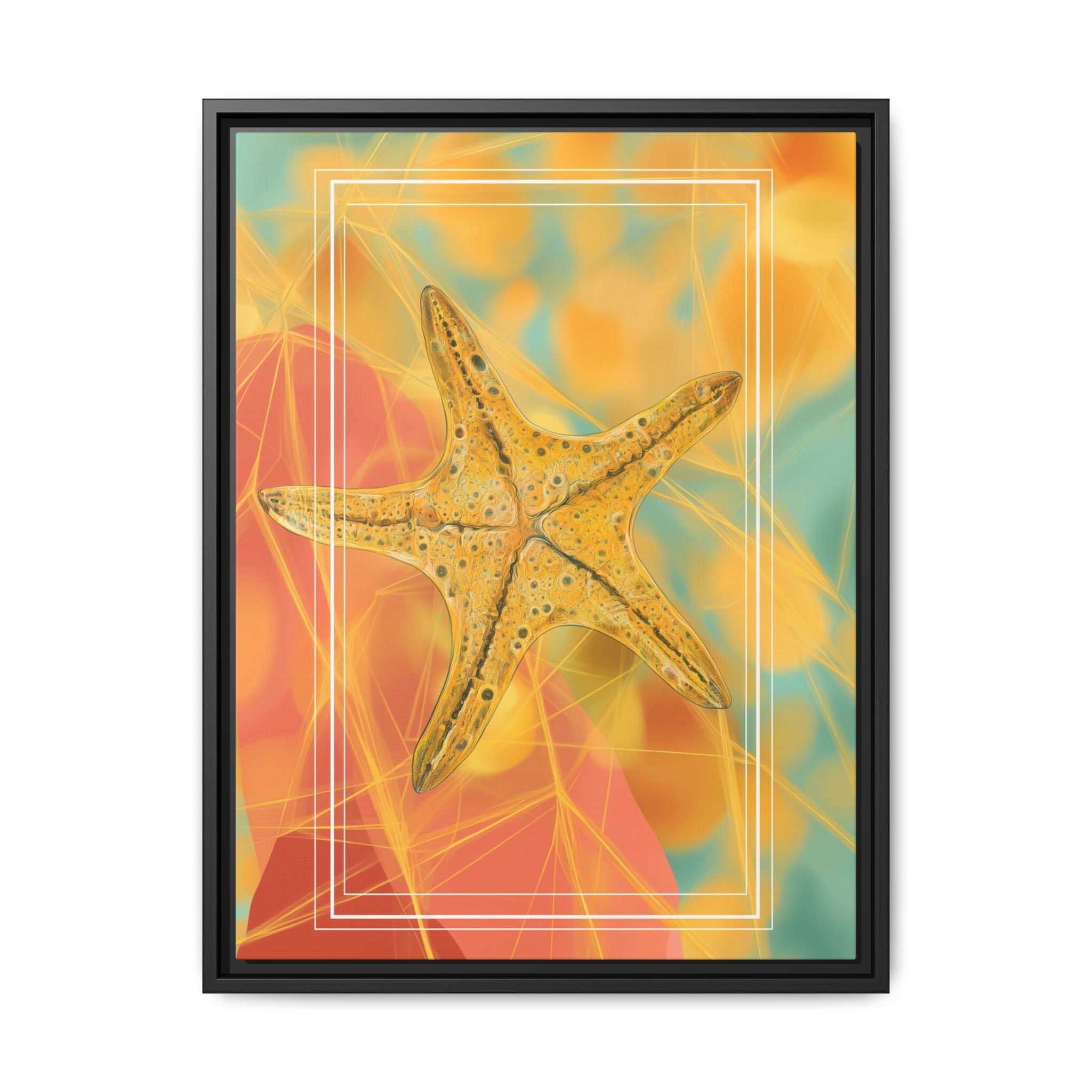 Celestial Starfish: Marine Geometry in Golden Hues, Tropical Oceanic Texture   |    Custom Orders Available