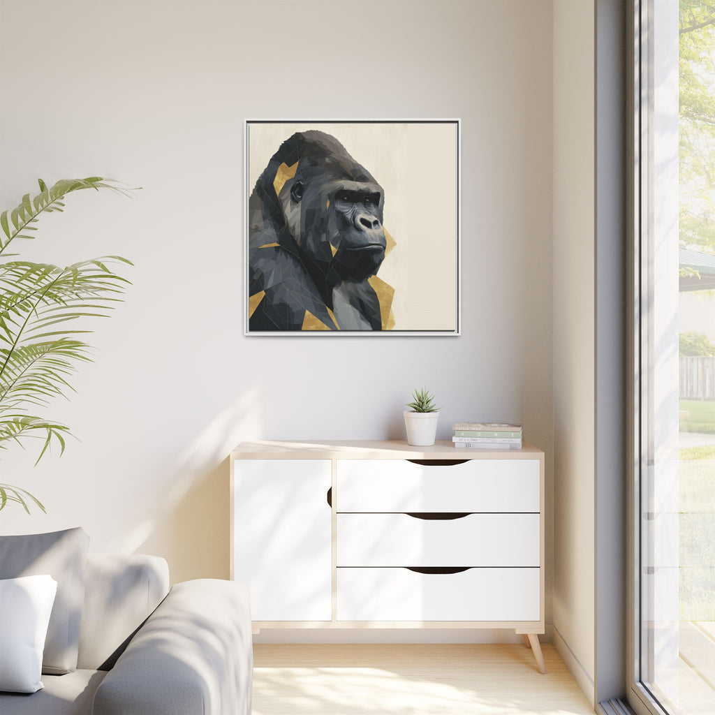 Primal Geometry: Polygonal Gorilla Portrait, Modern Metallic Wildlife Art   |  Personalized & Custom Orders Available