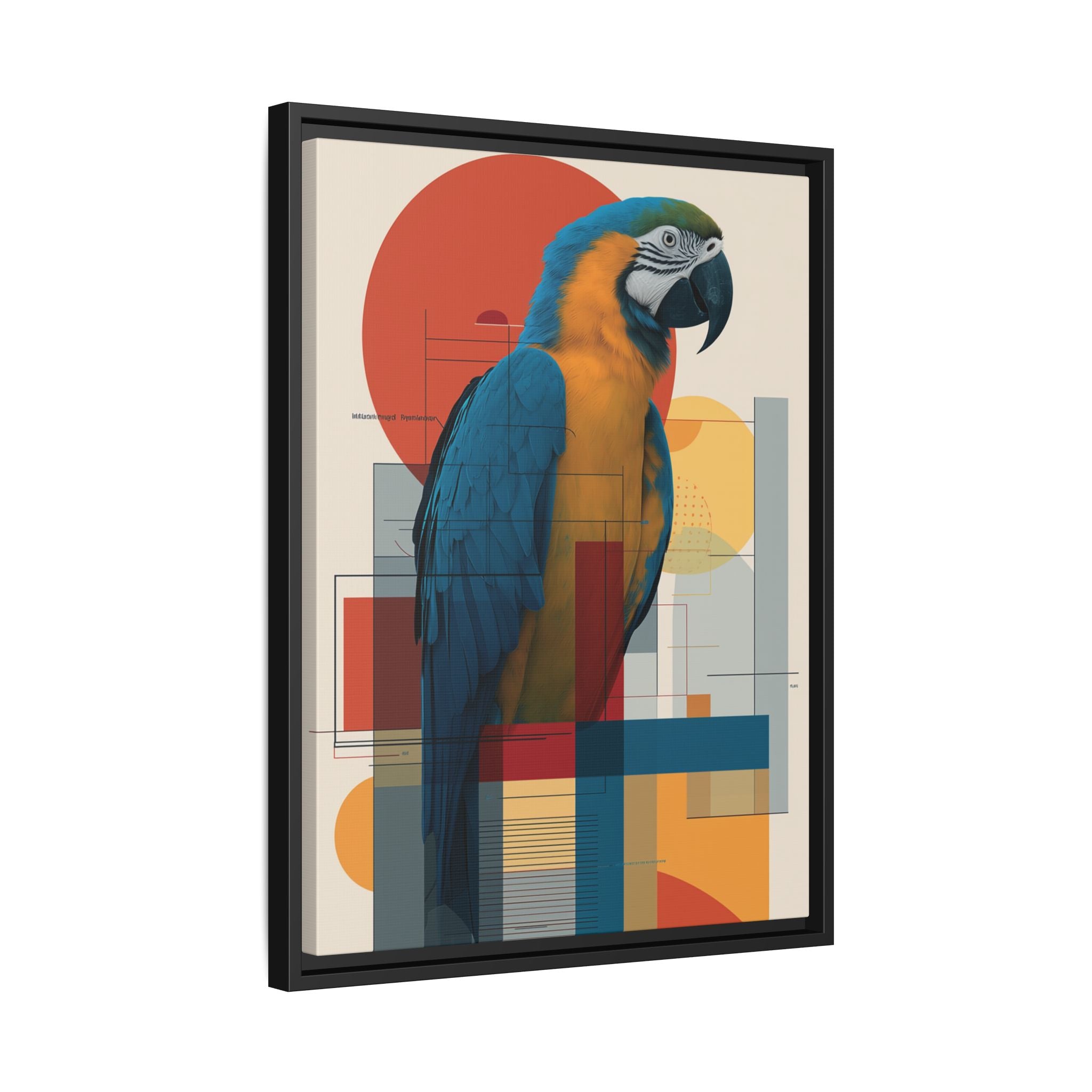 Vibrant Macaw Geometric Framed Print: Avian Realism, Modern Abstract Composition   |  Personalized & Custom Orders Available