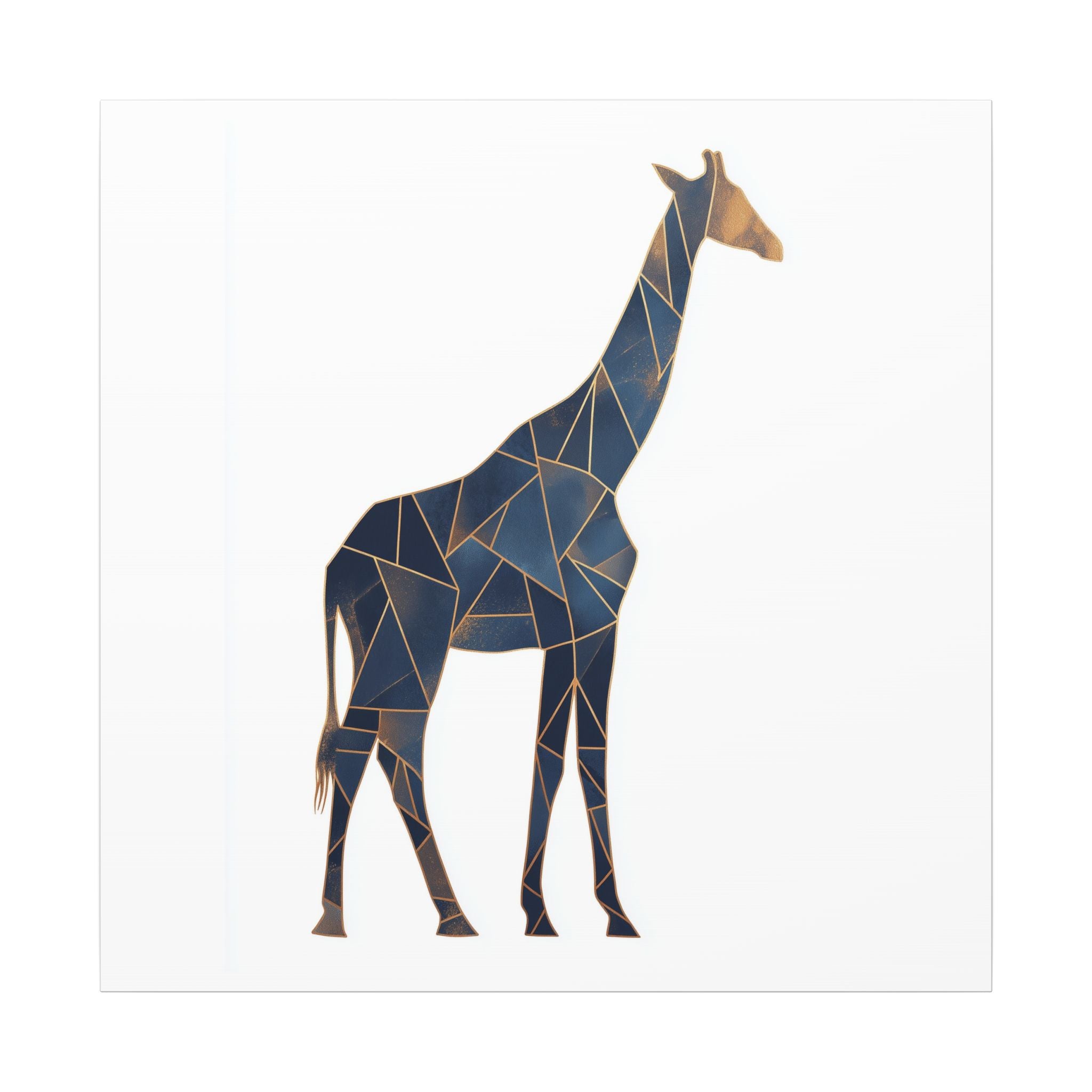 Geometric Giraffe: Mosaic Animal Portrait, Blue Triangular Design, Contemporary African Wildlife Art   |  Personalized & Custom Orders