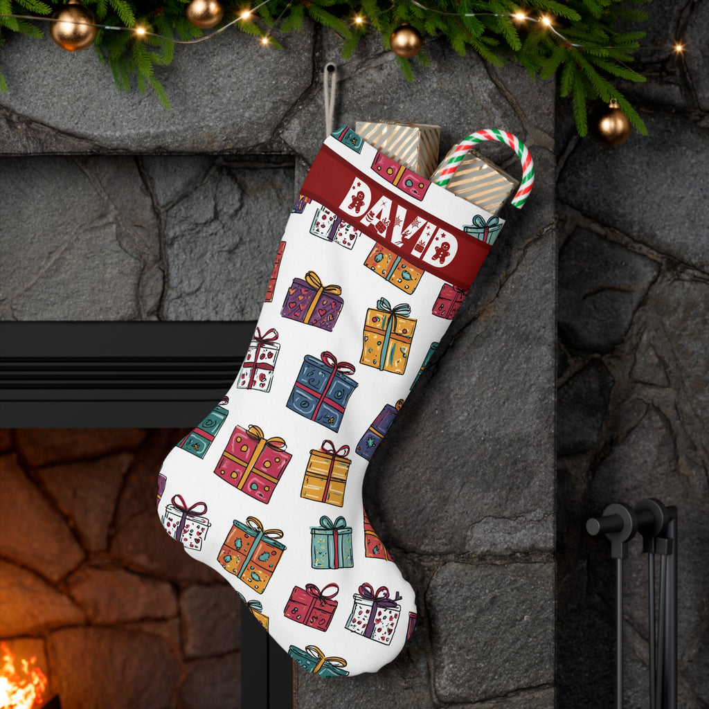 Personalized Stocking, Festive Christmas Stocking,  Holiday Decor, Personalized Gift, Santa Stocking, Unique Gift Holder, Christmas Ornament