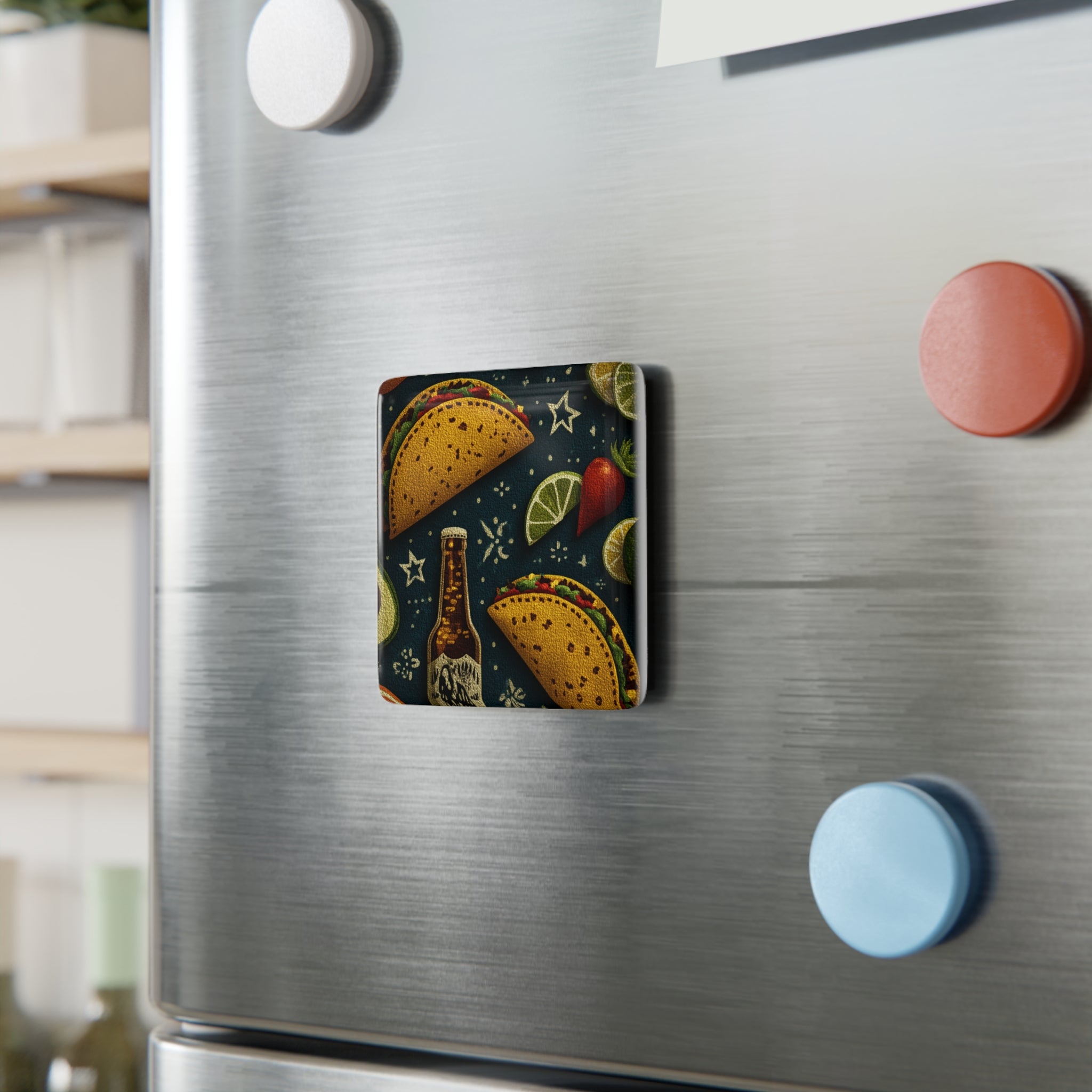 Festive Mexican Taco & Beer Porcelain Magnet, Kitchen Decor, Gift for Food Lovers, Home Accessories, Party Souvenir, Fun Fridge Decor