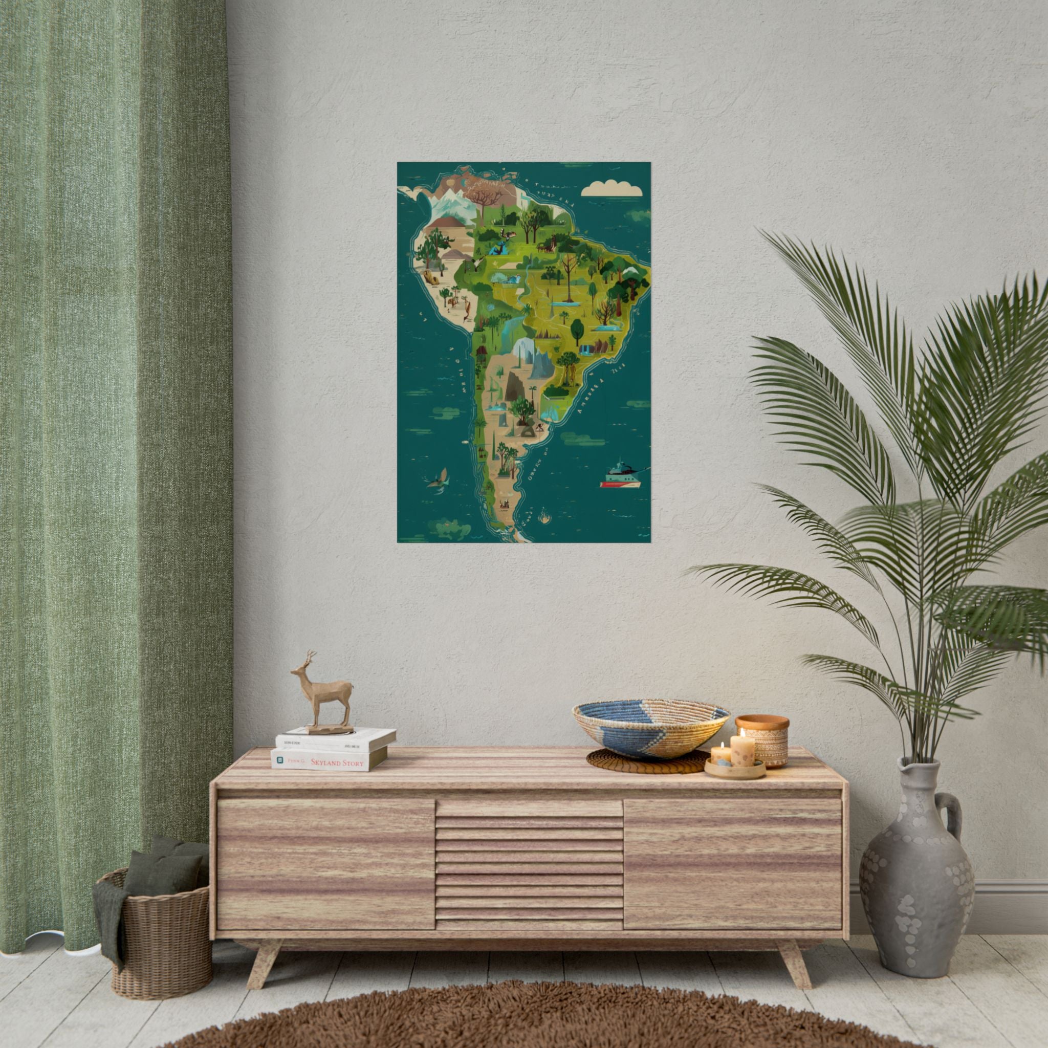 South America Illustrated Map Poster — Rolled Travel Map Art Print