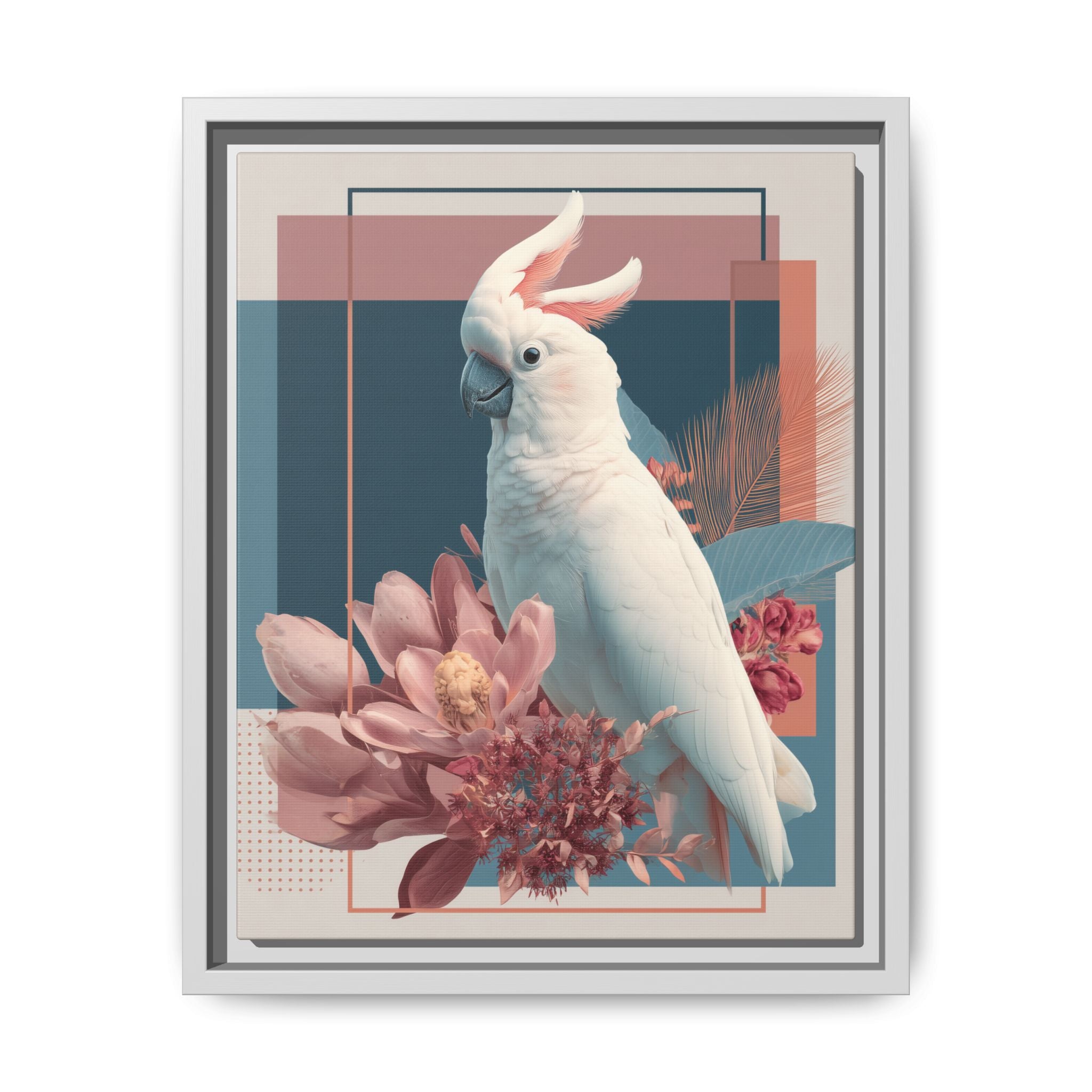 Cockatoo Geometric Framed Print : Modern Wildlife Illustration, Geometric Botanical Fusion   |  Personalized & Custom Orders Available