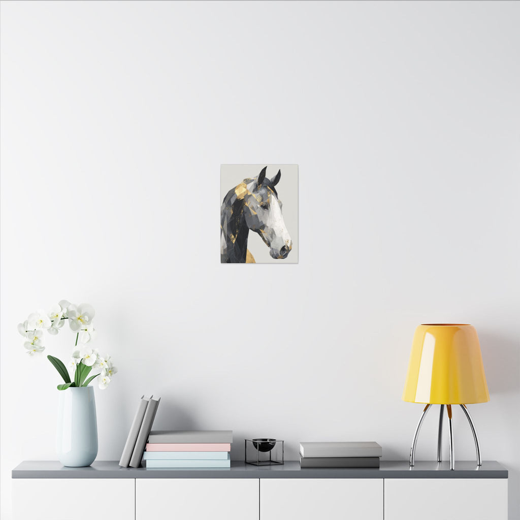 Fractal Equine: Geometric Horse Portrait, Digital Mosaic Artwork, Metallic Angular Design   |  Personalized & Custom Orders Available