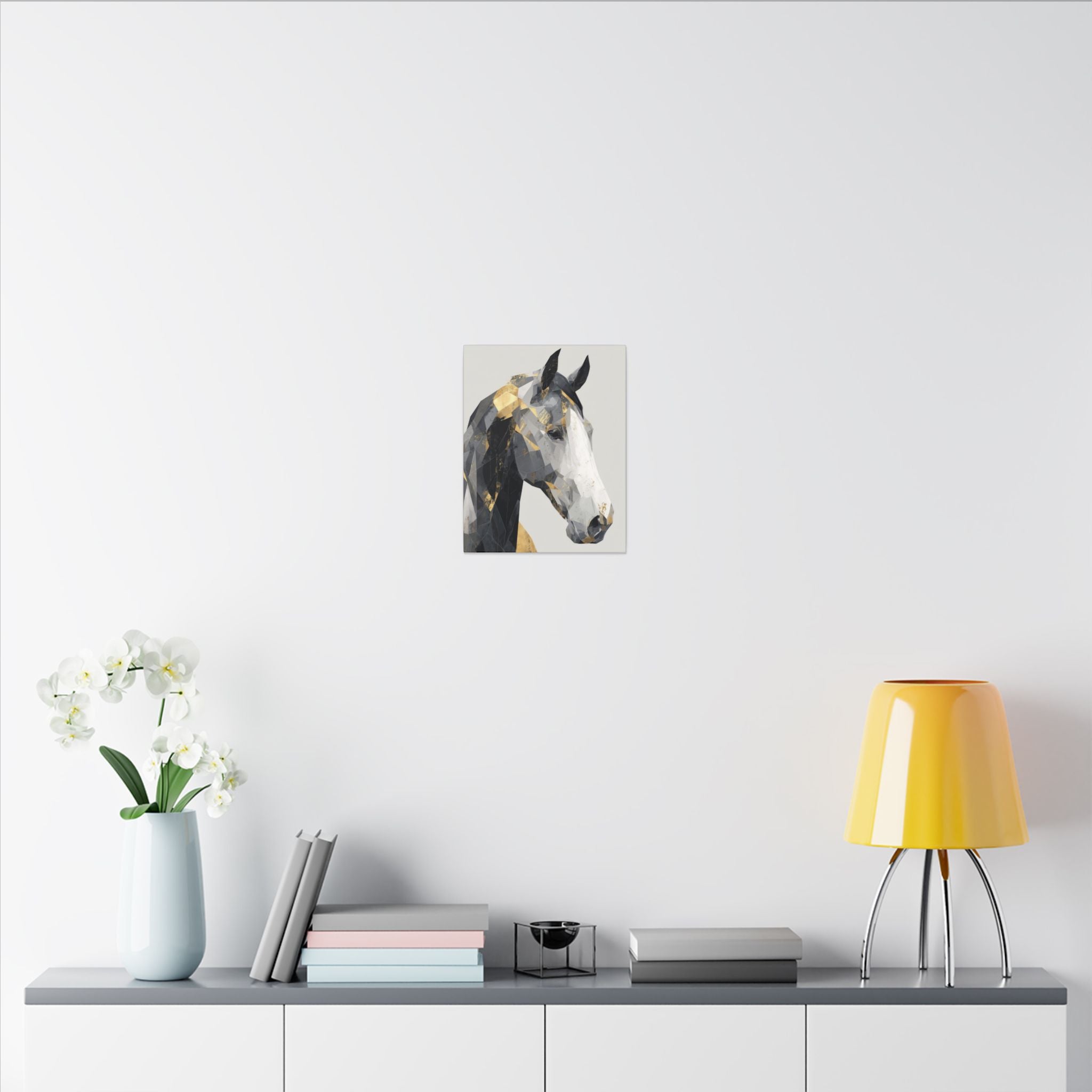Fractal Equine: Geometric Horse Portrait, Digital Mosaic Artwork, Metallic Angular Design   |  Personalized & Custom Orders Available