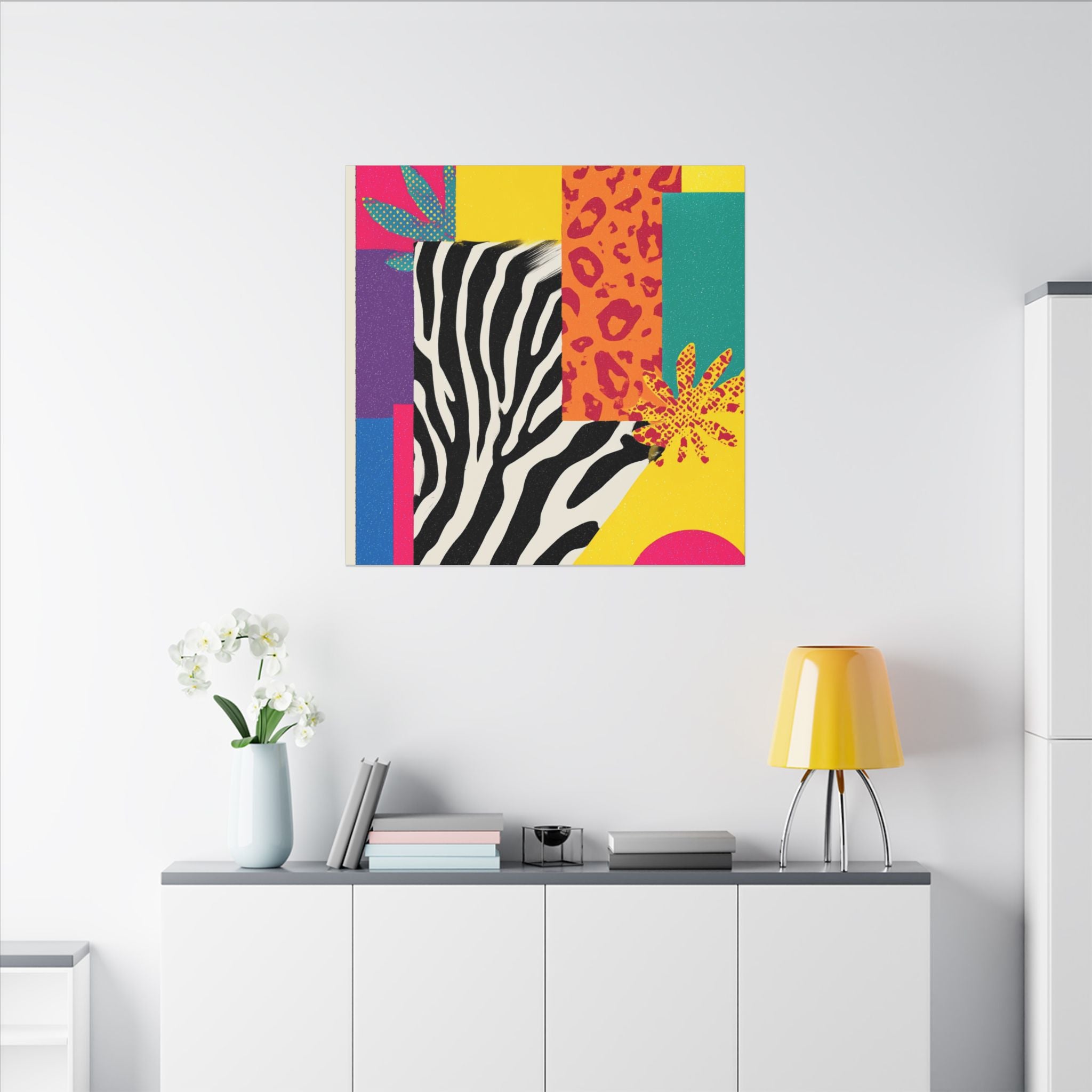 Pop Geometry: Zebra Leopard Fusion, Geometric Color Block, Modern Abstract Design   |   Custom Orders Accepted