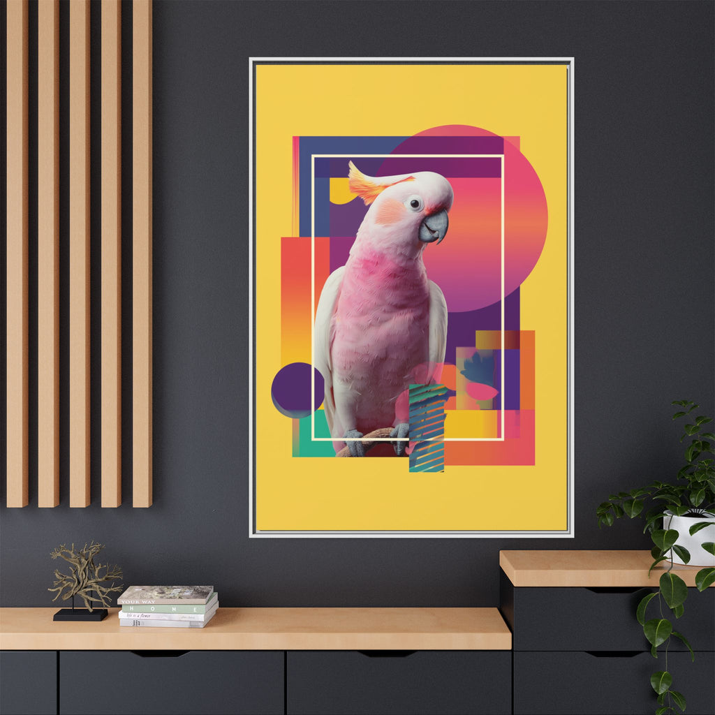Geometric Cockatoo Composition: Moluccan Parrot Portrait, Modern Abstract Design   |    Custom Orders Available