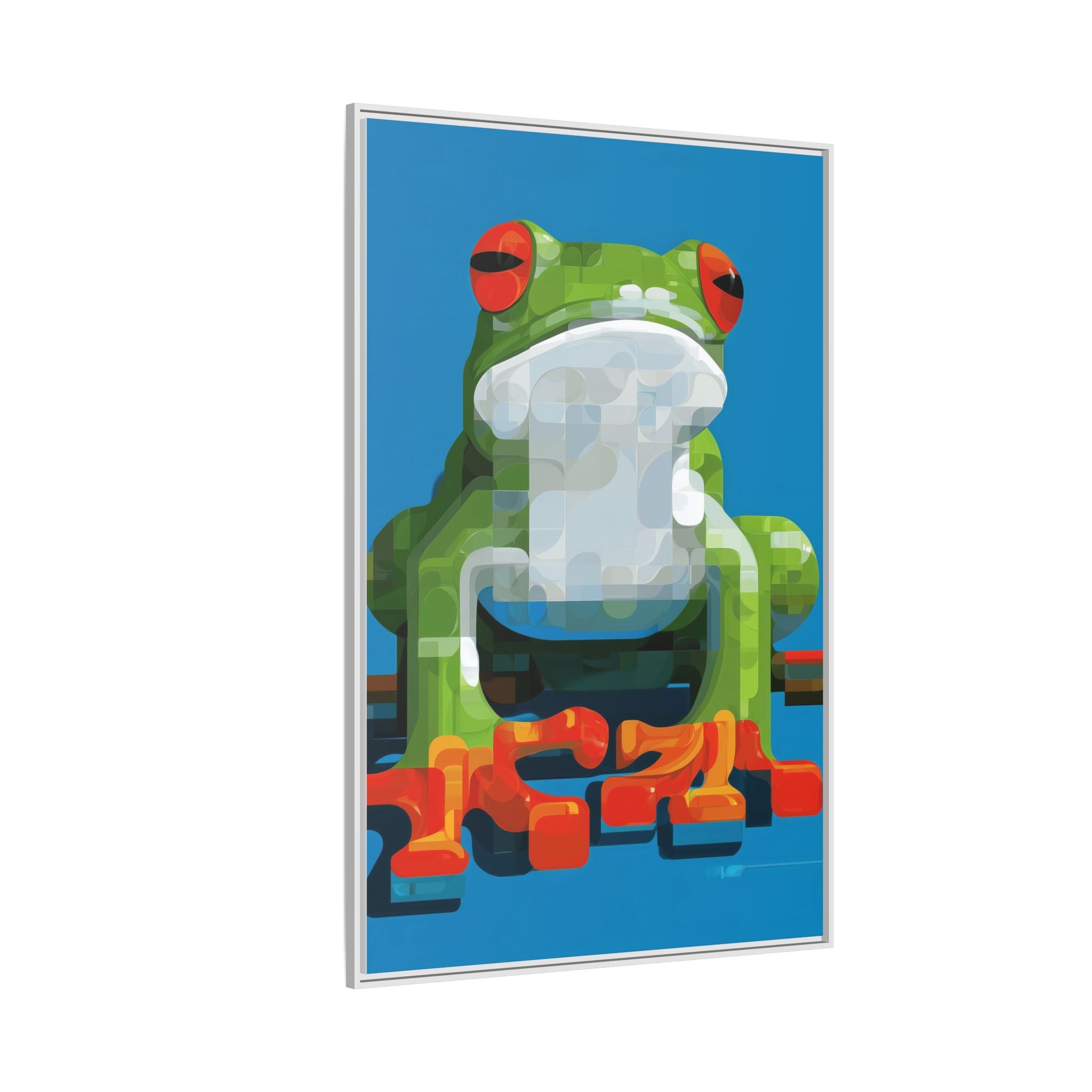 Mosaic Amphibian: Geometric Frog Portrait, Digital Pixel Art Illustration   |    Custom Orders Available