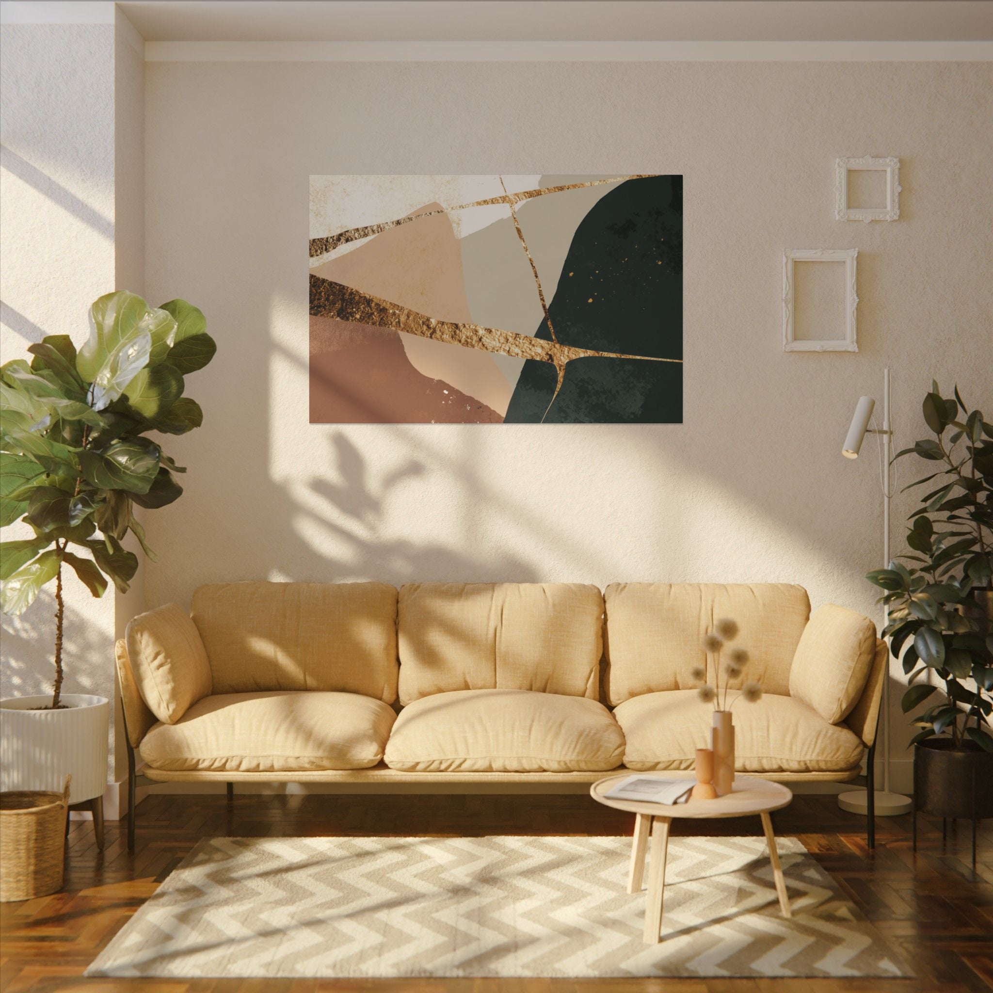 Canvas Print, Abstract Earthy Gold Wall Art, Modern Designer Home Decor, Stretched Matte Canvas; Thick, Multi-Size, Office Decor