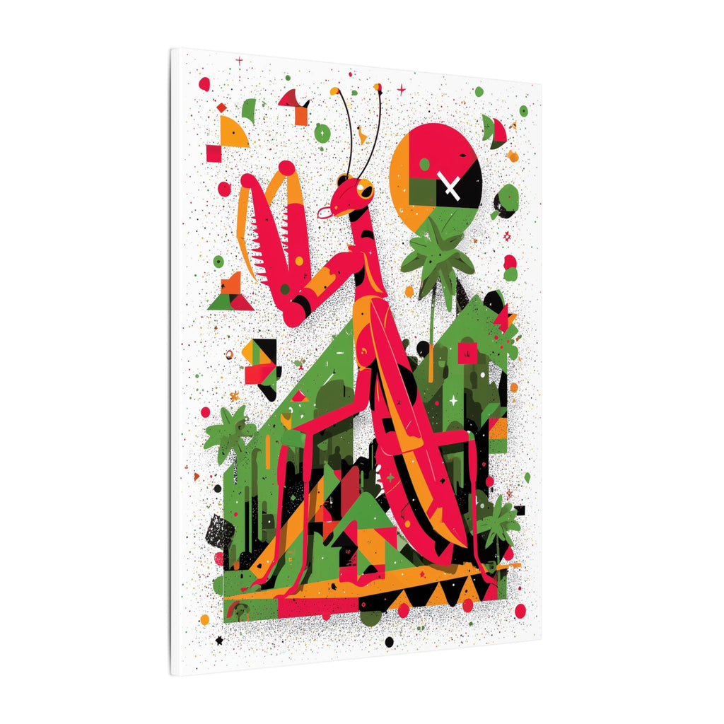 Geometric Praying Mantis: Cubist Insect Landscape, Digital Abstract Composition   |    Custom Orders Available