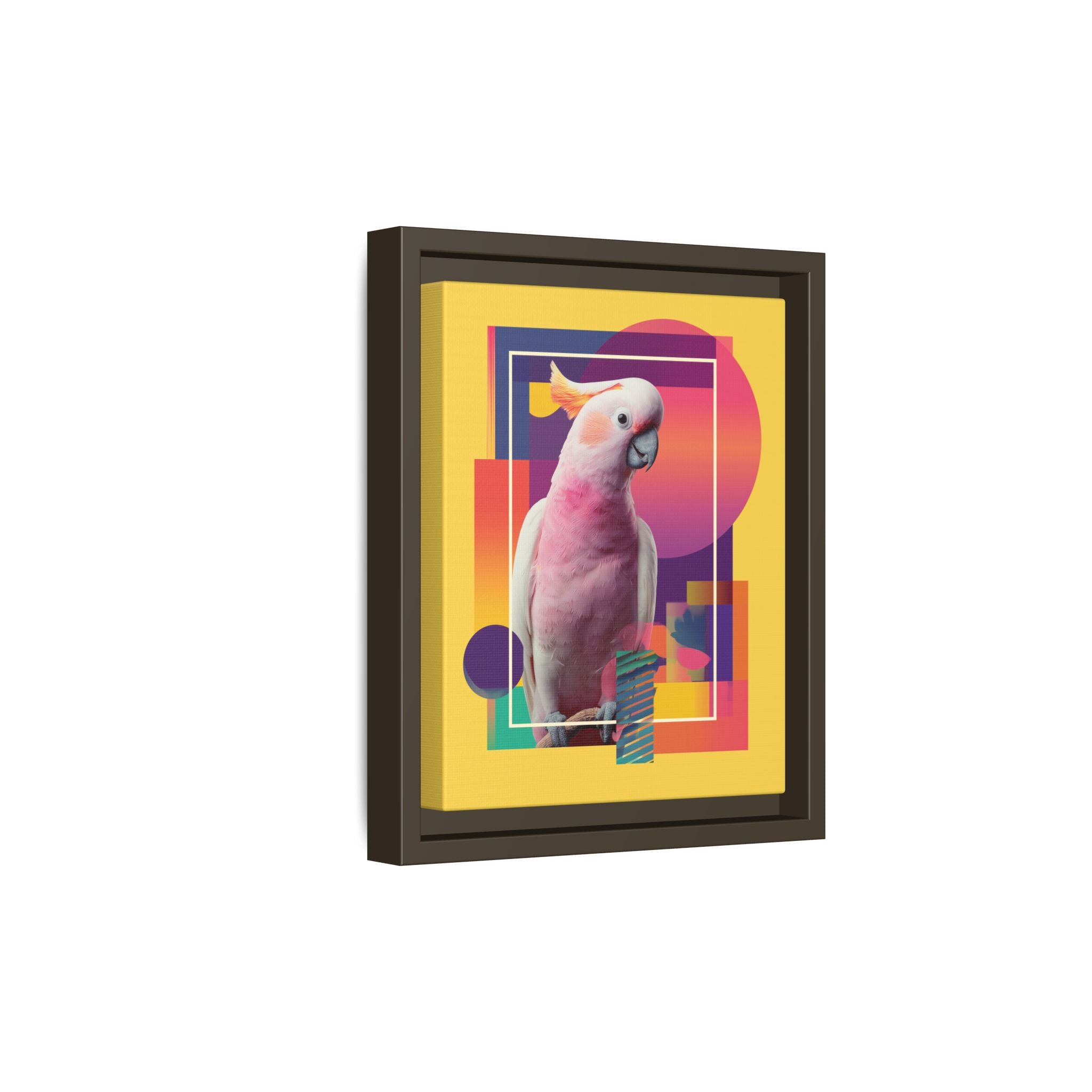 Framed Print, Cockatoo Abstract Geometric Wall Art, Matte Canvas, Colorful Bird Poster, Modern Home Decor, Tropical Animal Painting, Unique