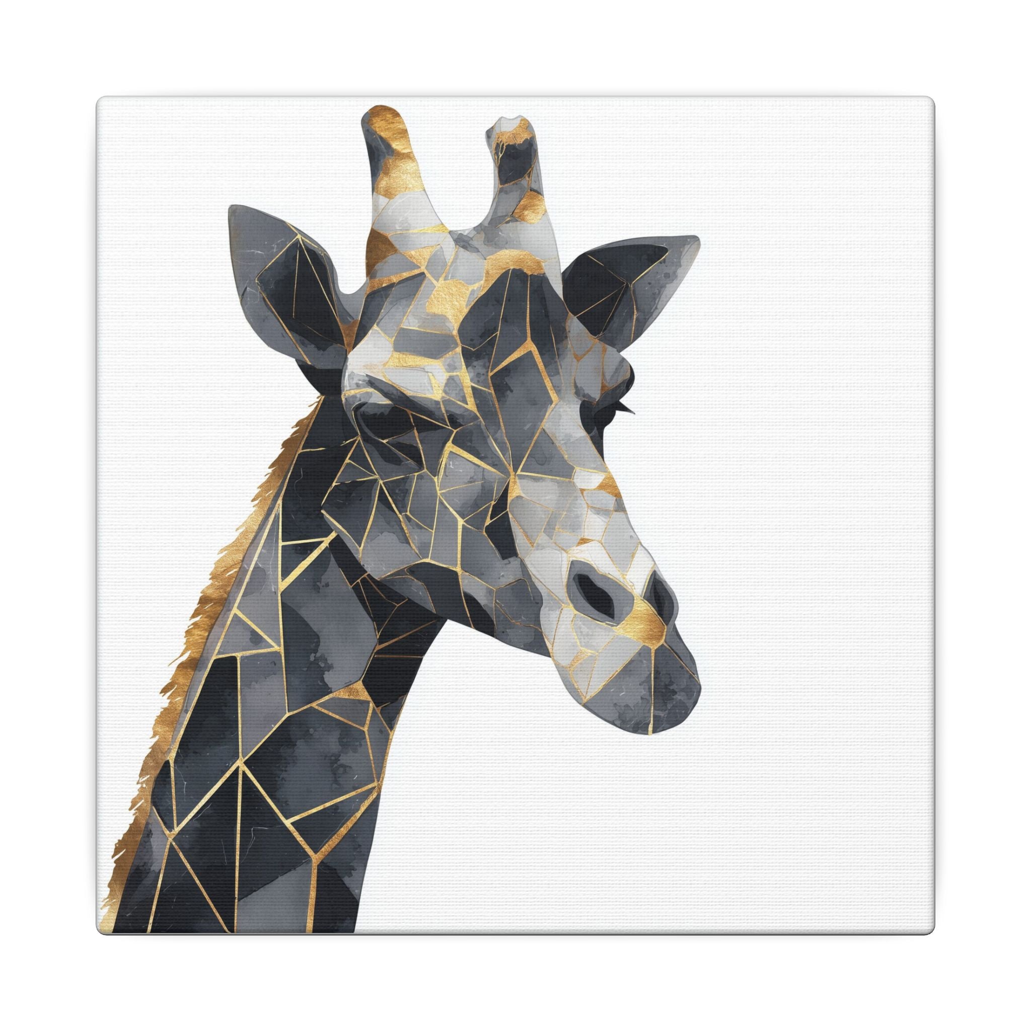 Fractured Majesty: Geometric Giraffe Portrait, Metallic Mosaic Art, Modern Animal Abstract Design   |  Personalized & Custom Orders