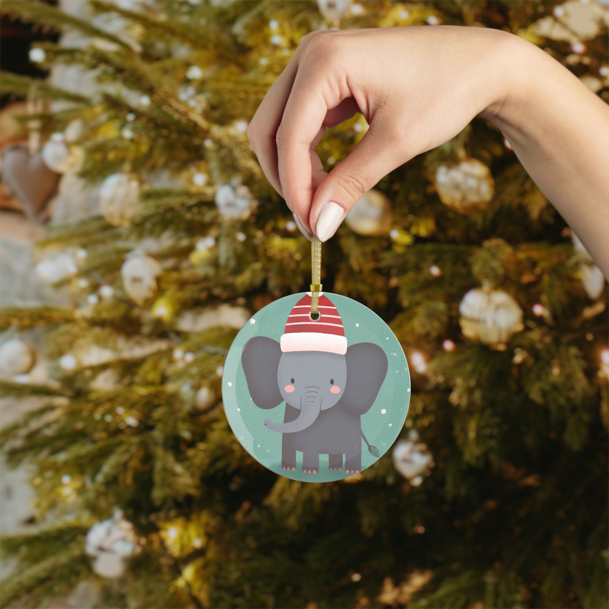 Adorable Elephant Glass Ornaments - Sweet Holiday Decor, Christmas Tree Ornaments, Gift Tags, Home Decoration, Cute Winter Decor