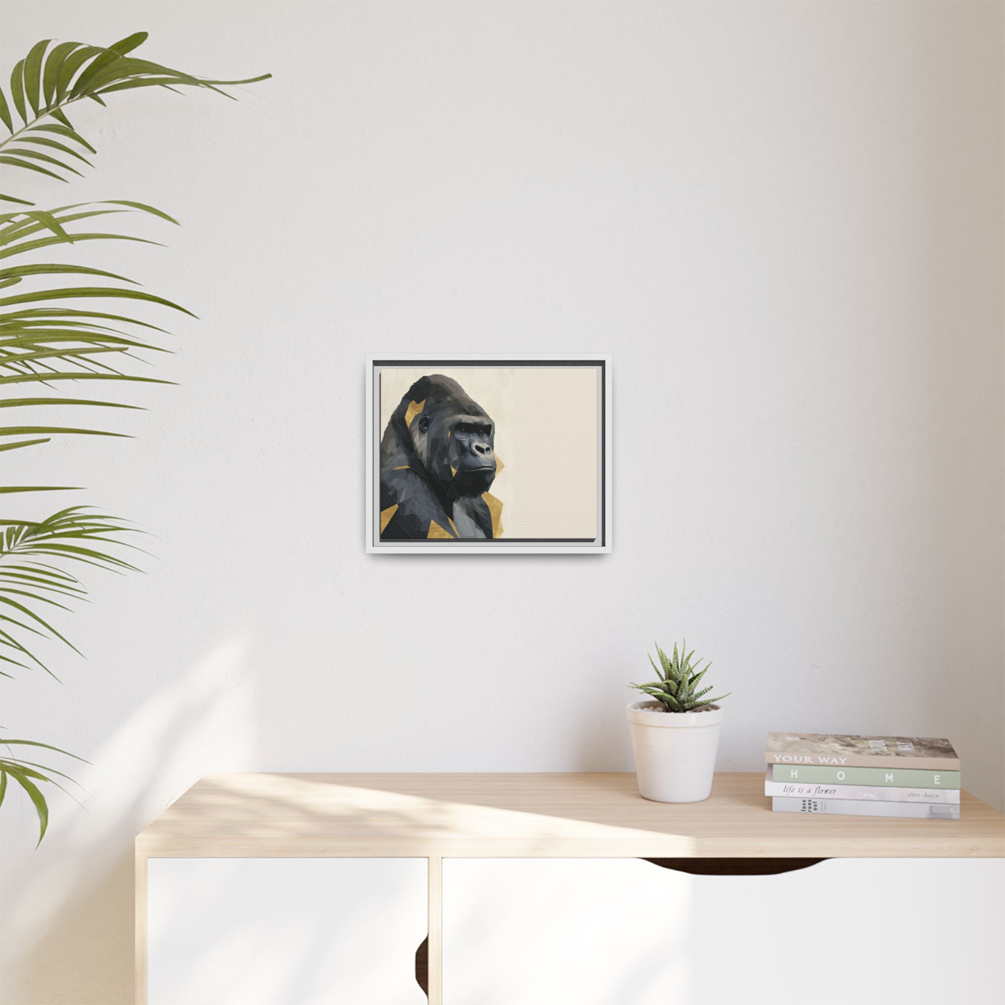 Primal Geometry: Polygonal Gorilla Portrait, Modern Metallic Wildlife Art   |  Personalized & Custom Orders Available