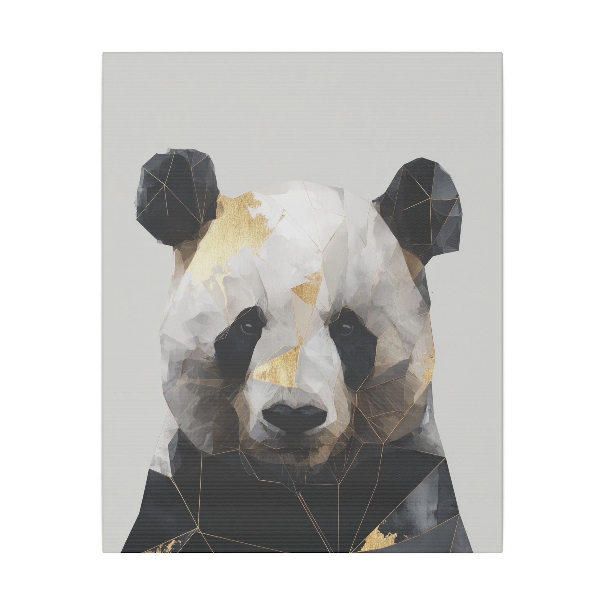 Geometric Panda: Low Poly Art, Contemporary Wildlife Portrait, Metallic Triangular Design   |  Personalized & Custom Orders Available