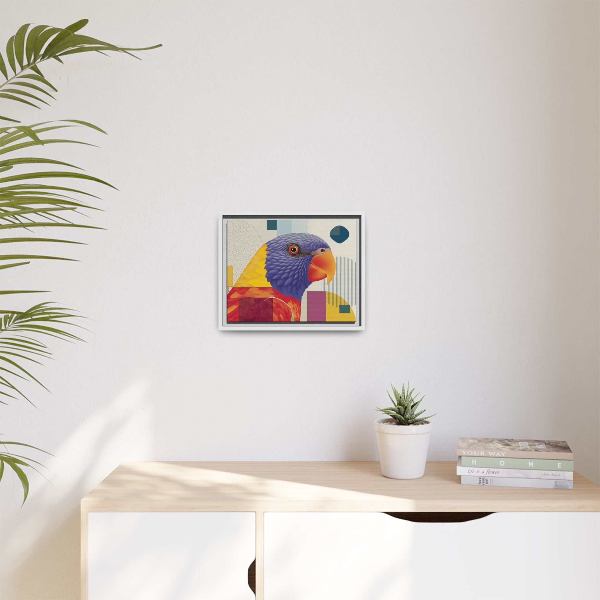Geometric Parrot: Abstract Wildlife Art, Modern Color Block Design   |  Personalized & Custom Orders Available