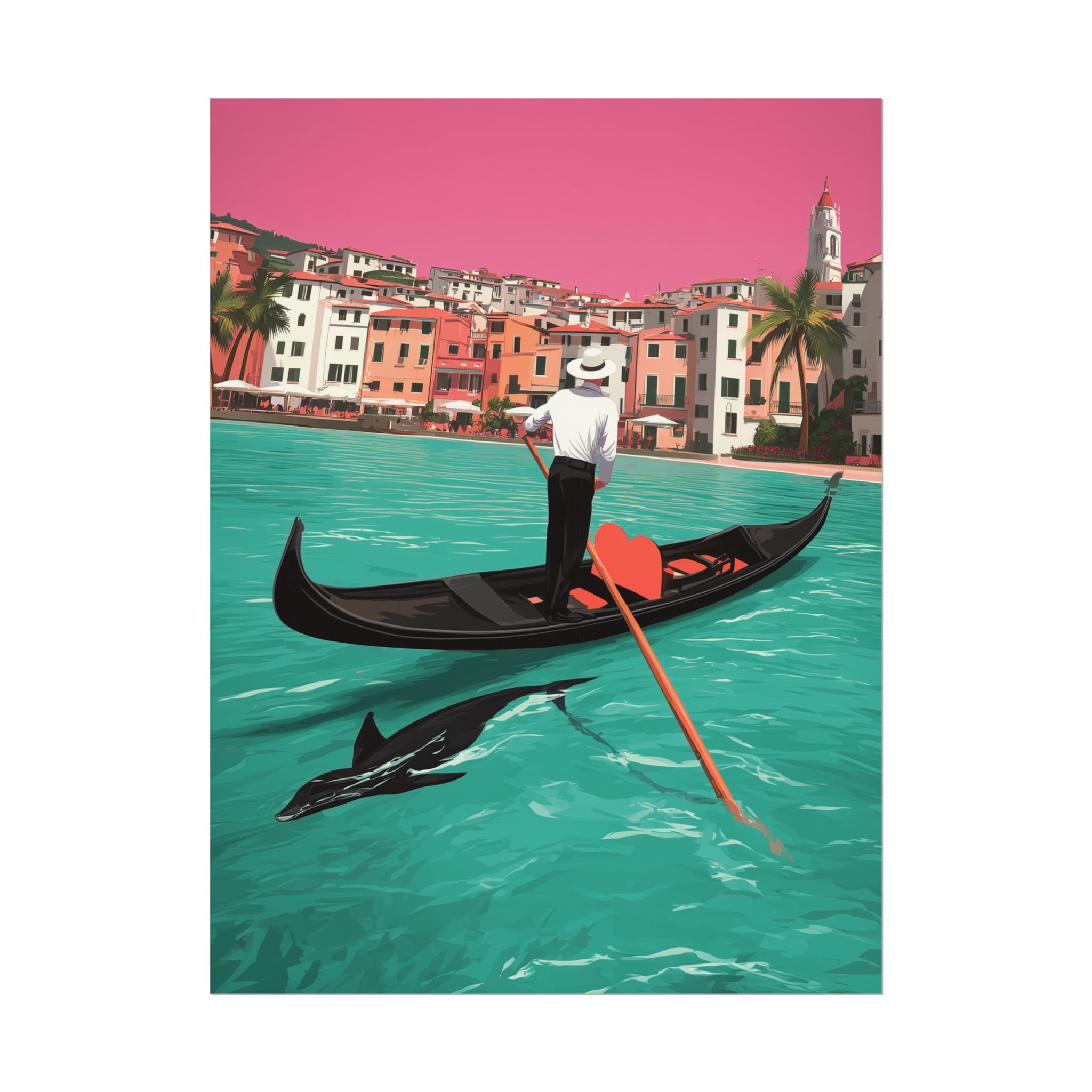 Venice Travel Poster: Mediterranean Dreamscape, Vintage Travel Poster Illustration   |    Custom Orders Available