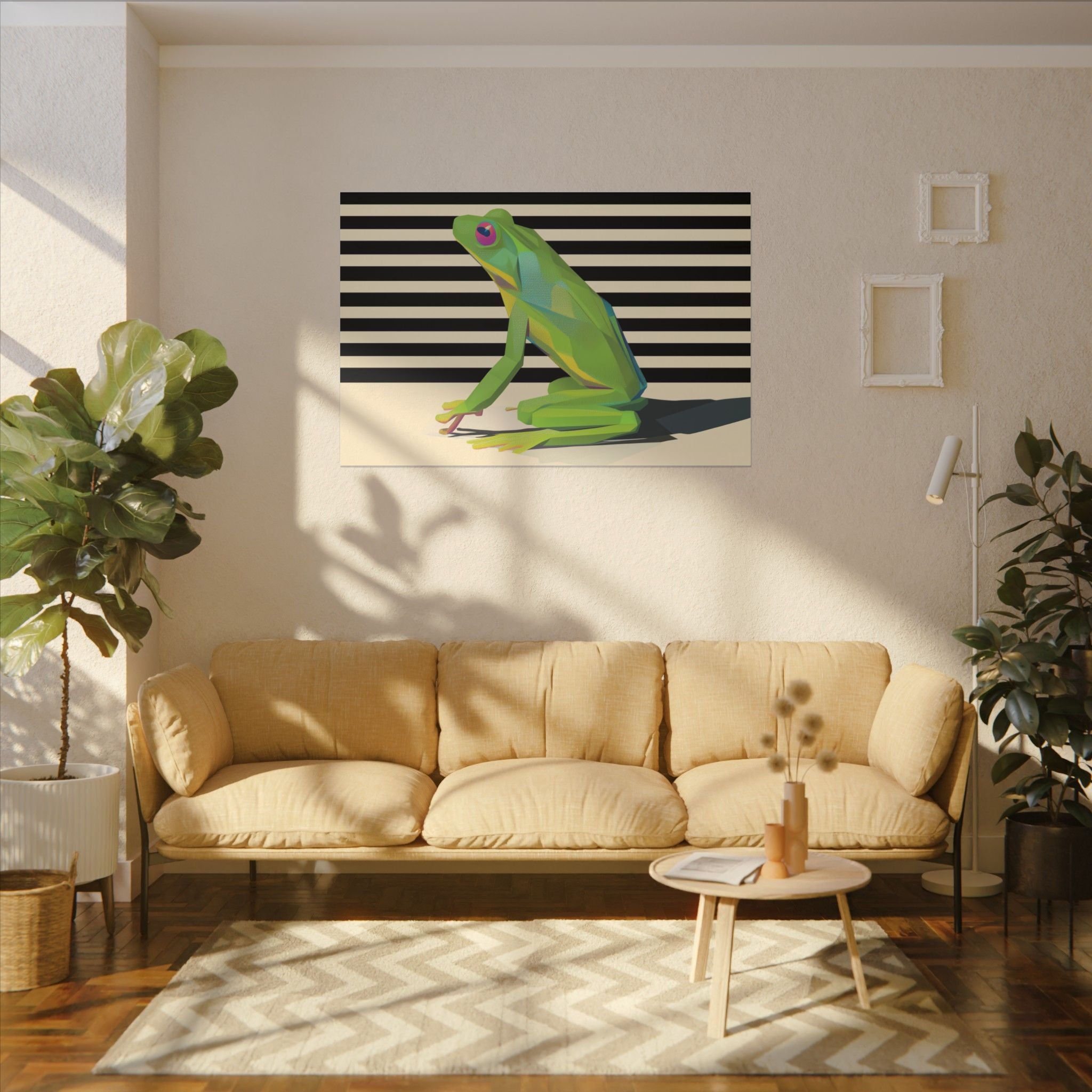 Geometric Frog Vibrance: Modern Wildlife Art, Minimalist Green Graphic Design   |    Custom Orders Available