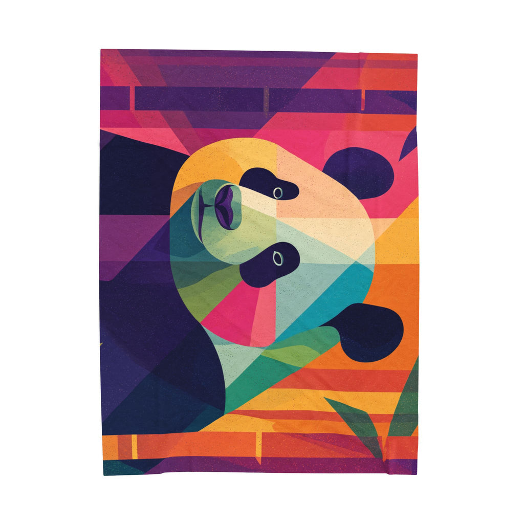 Chromatic Panda Blanket: Geometric Wildlife, Low-Poly Nature, Vibrant Color Palette   |  Personalized & Custom Orders Available