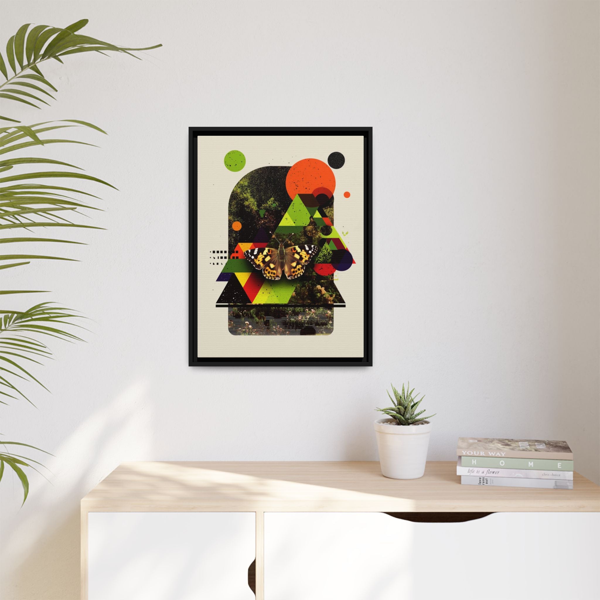 Metamorphic Geometries Framed Print: Digital Nature Collage, Butterfly Abstract Design   |   Custom Orders Available