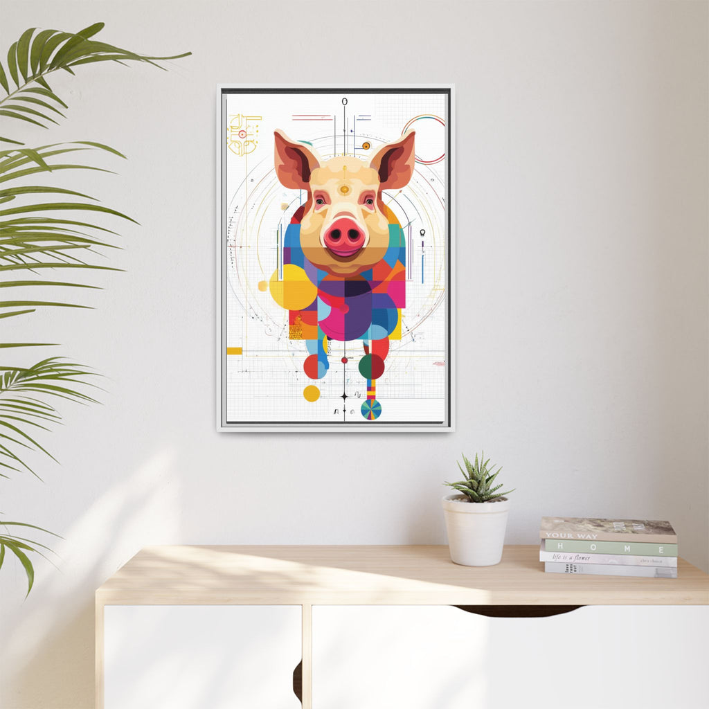 Geometric Pig: Digital Cubist Portrait, Mathematical Animal Abstraction   |    Custom Orders Available