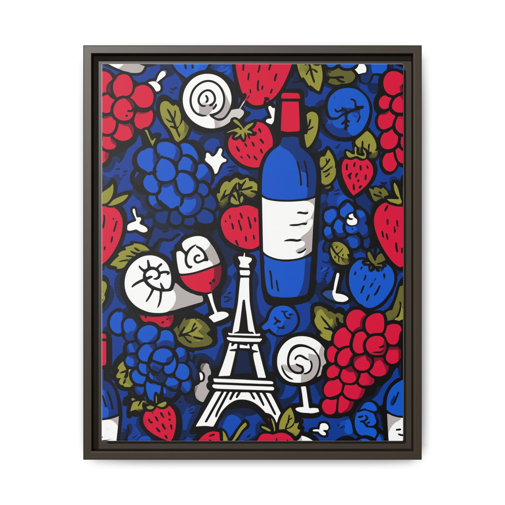 French Wine & Fruit Matte Canvas Art — Framed Paris Kitchen Print